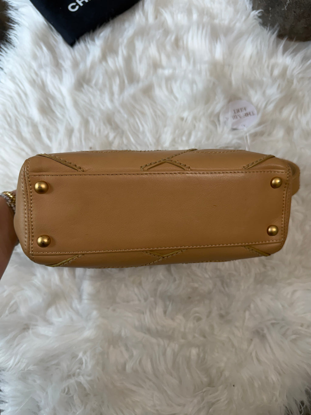 CHANEL SURPIQUE LARGE STITCHED CC LOGO SHOULDER BAG