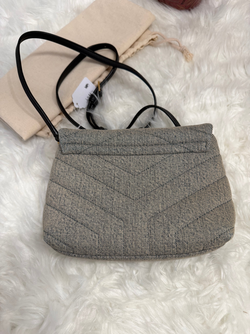 SAINT LAURENT DENIM Y Quilted Monogram Toy Loulou Crossbody Bag