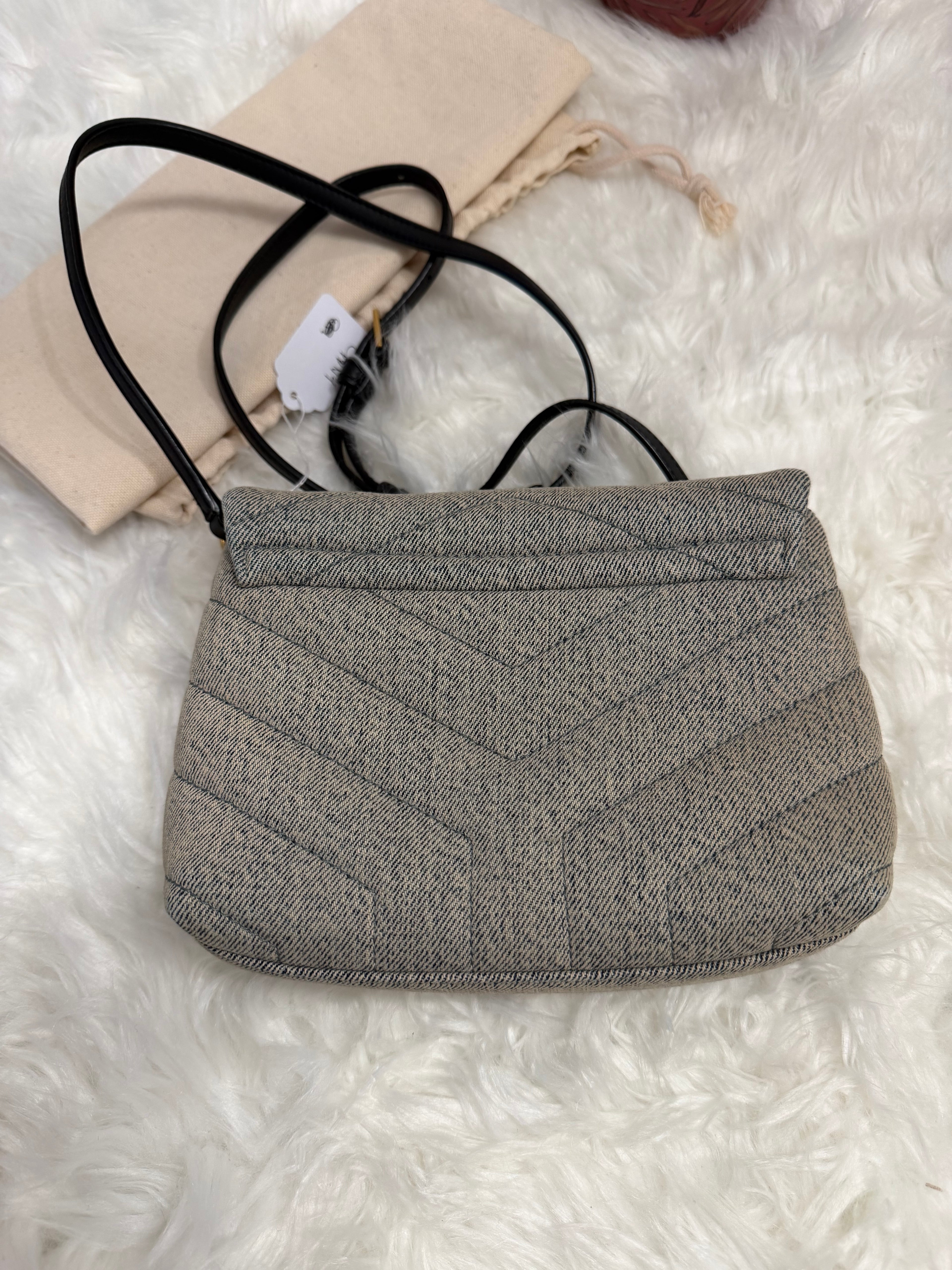 SAINT LAURENT DENIM Y Quilted Monogram Toy Loulou Crossbody Bag