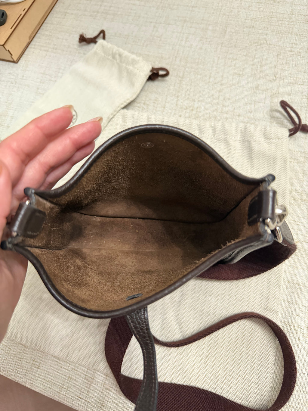 HERMES EVELYNE BAG CLEMENCE TPM BAG WITH LONG STRAP