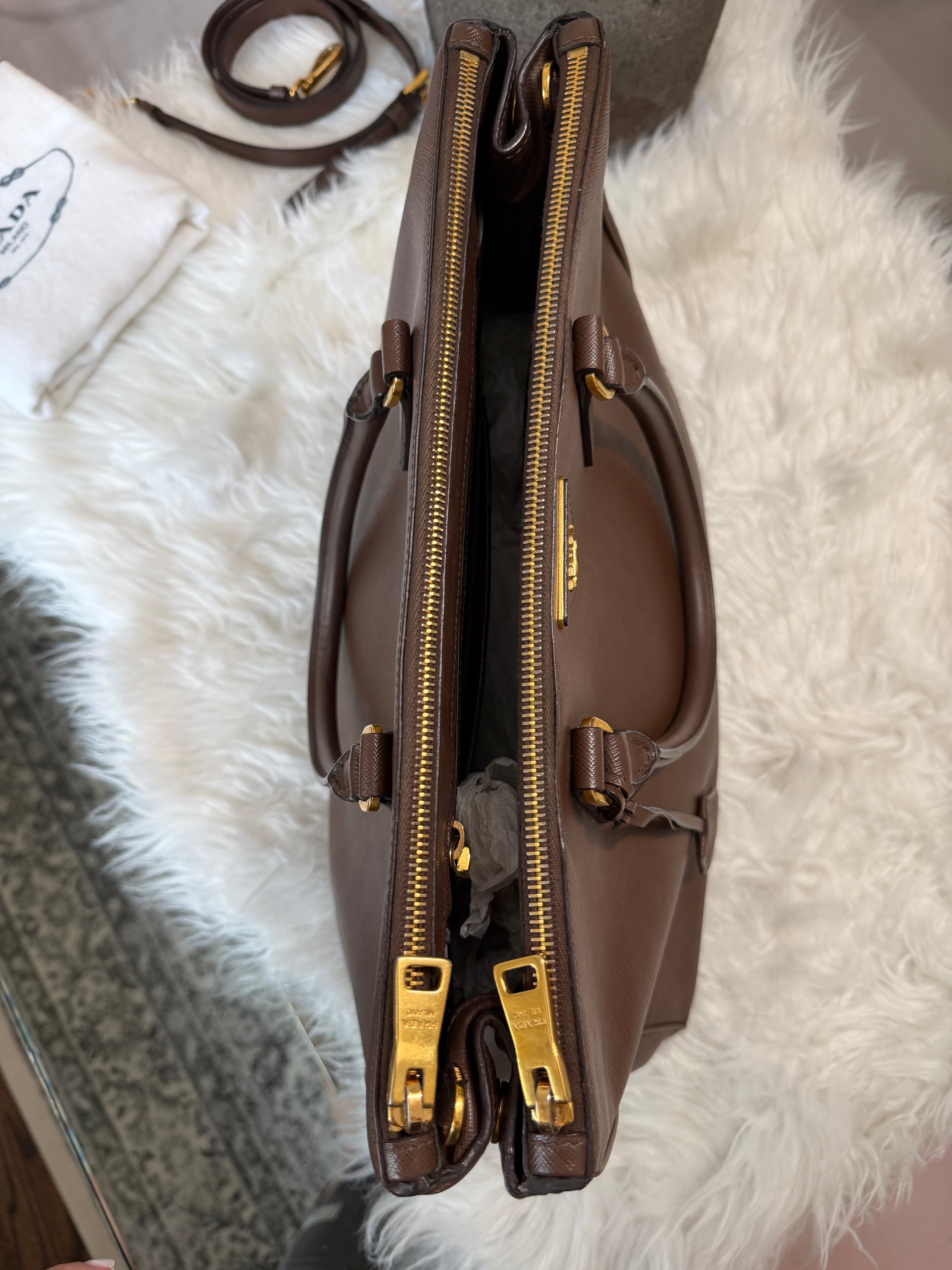 PRADA LARGE DOUBLE ZIP TOTE SAFFIANO BAG