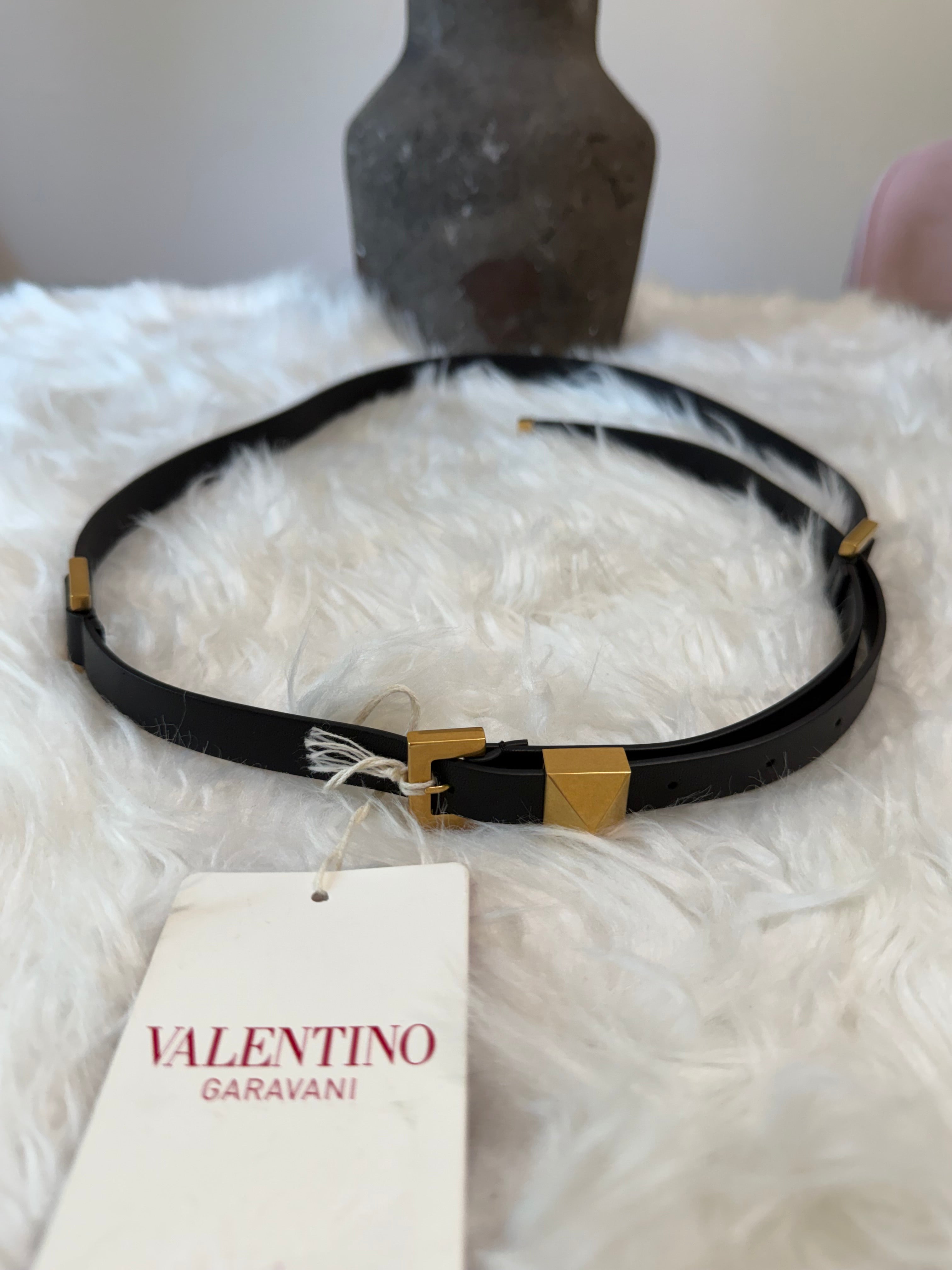 VALENTINO GARAVANI LEATHER BELT WITH ROCKSTUD