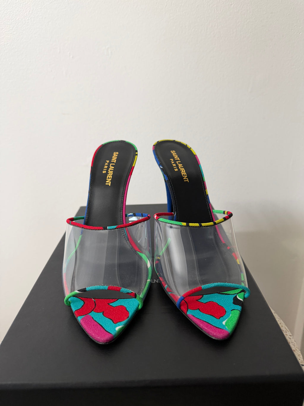 SAINT LAURENT LOLITA 95 FLORAL PRINT HEELS