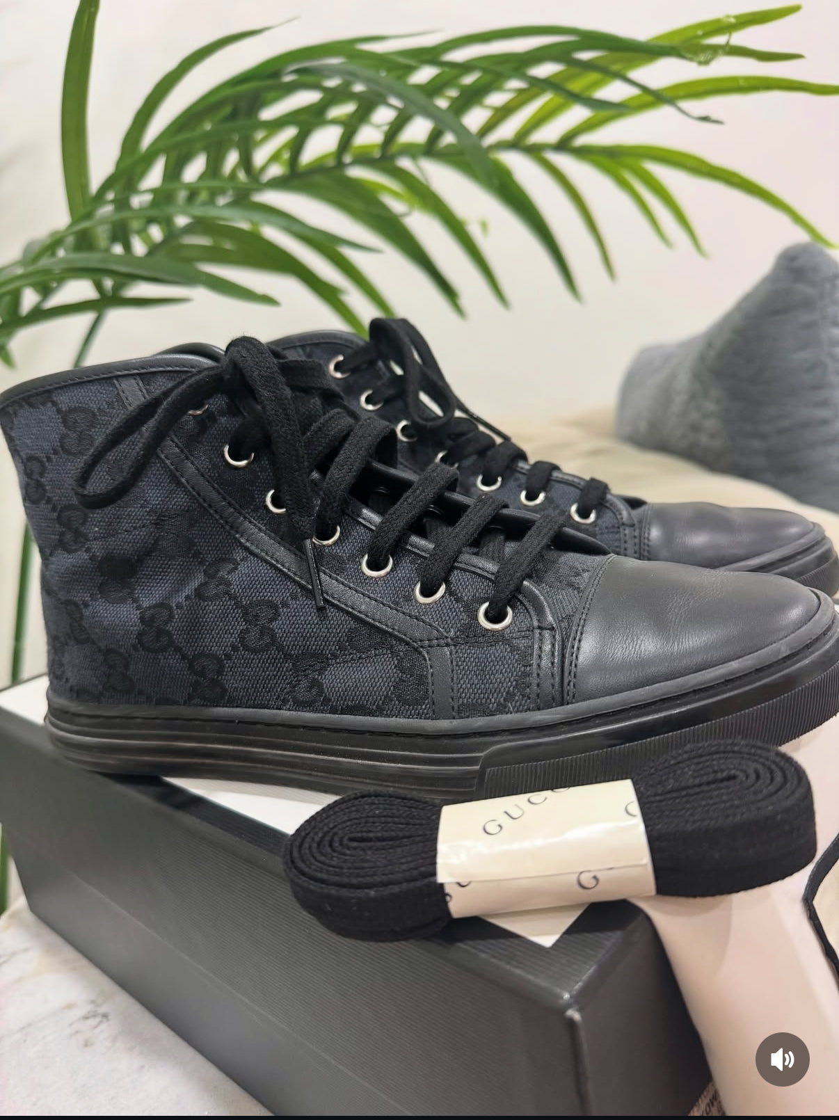 Gucci Monogram Canvas High-Top Sneakers