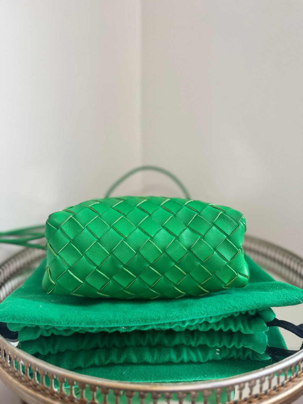 Bottega Veneta MINI LOOP INTRECCIATO LEATHER CROSSBODY