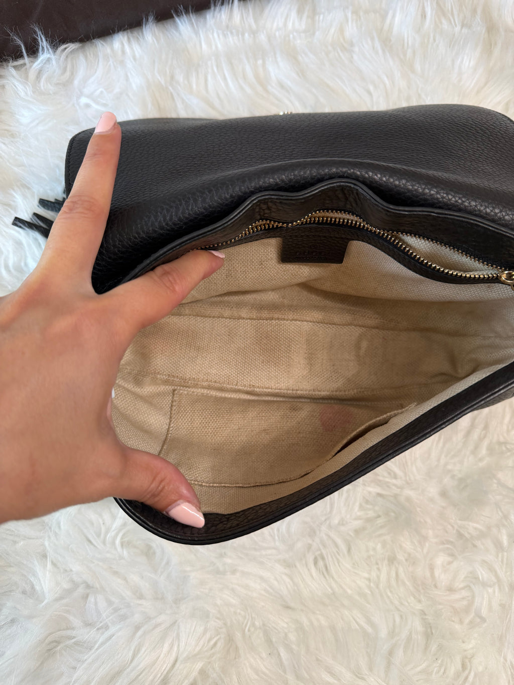 GUCCI SOHO CHAIN CROSSBODY MEDIUM LEATHER BAG