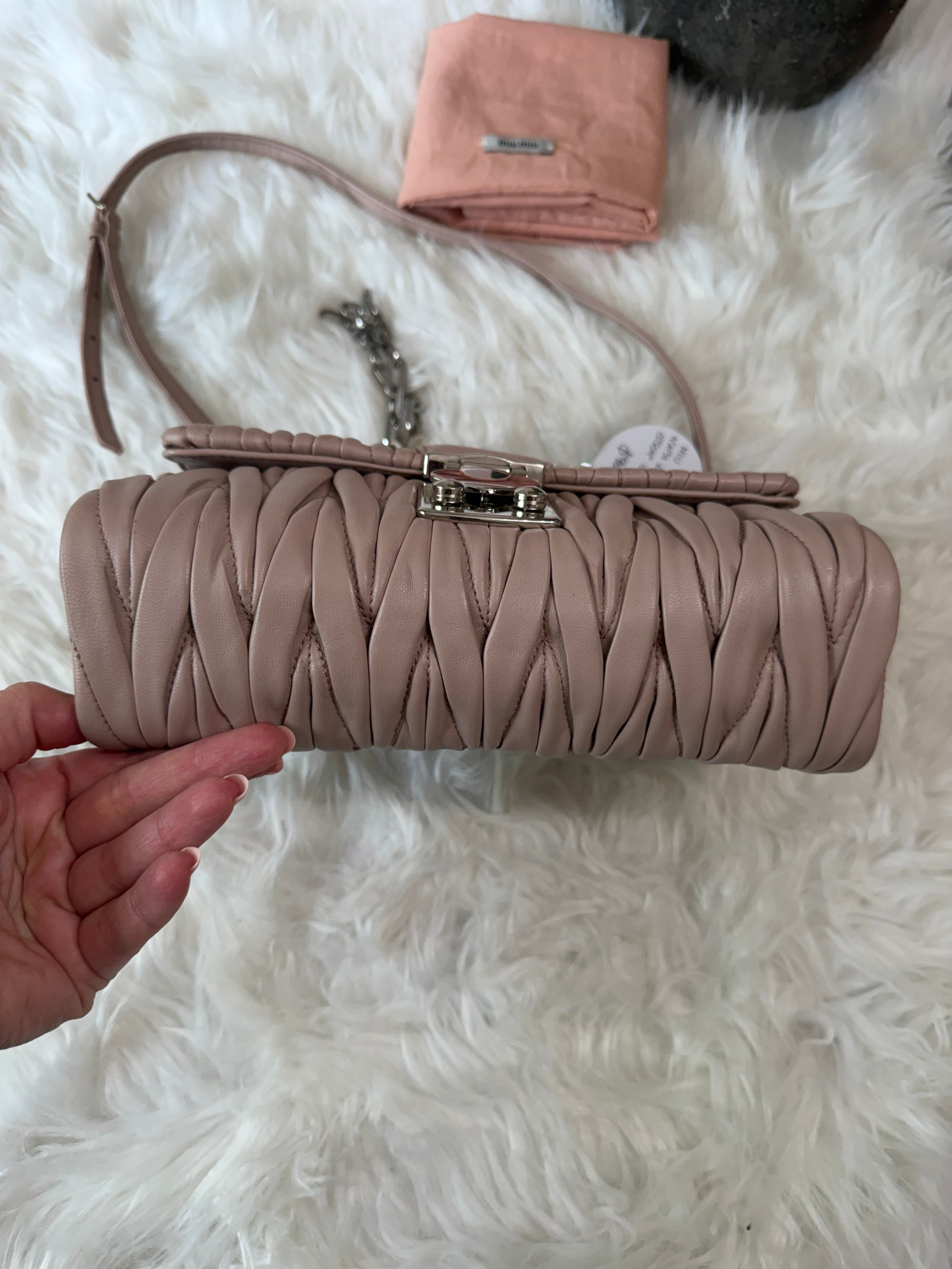 MIU MIU MATELASSE NAPPA LEATHER DOUBLE STRAP BAG