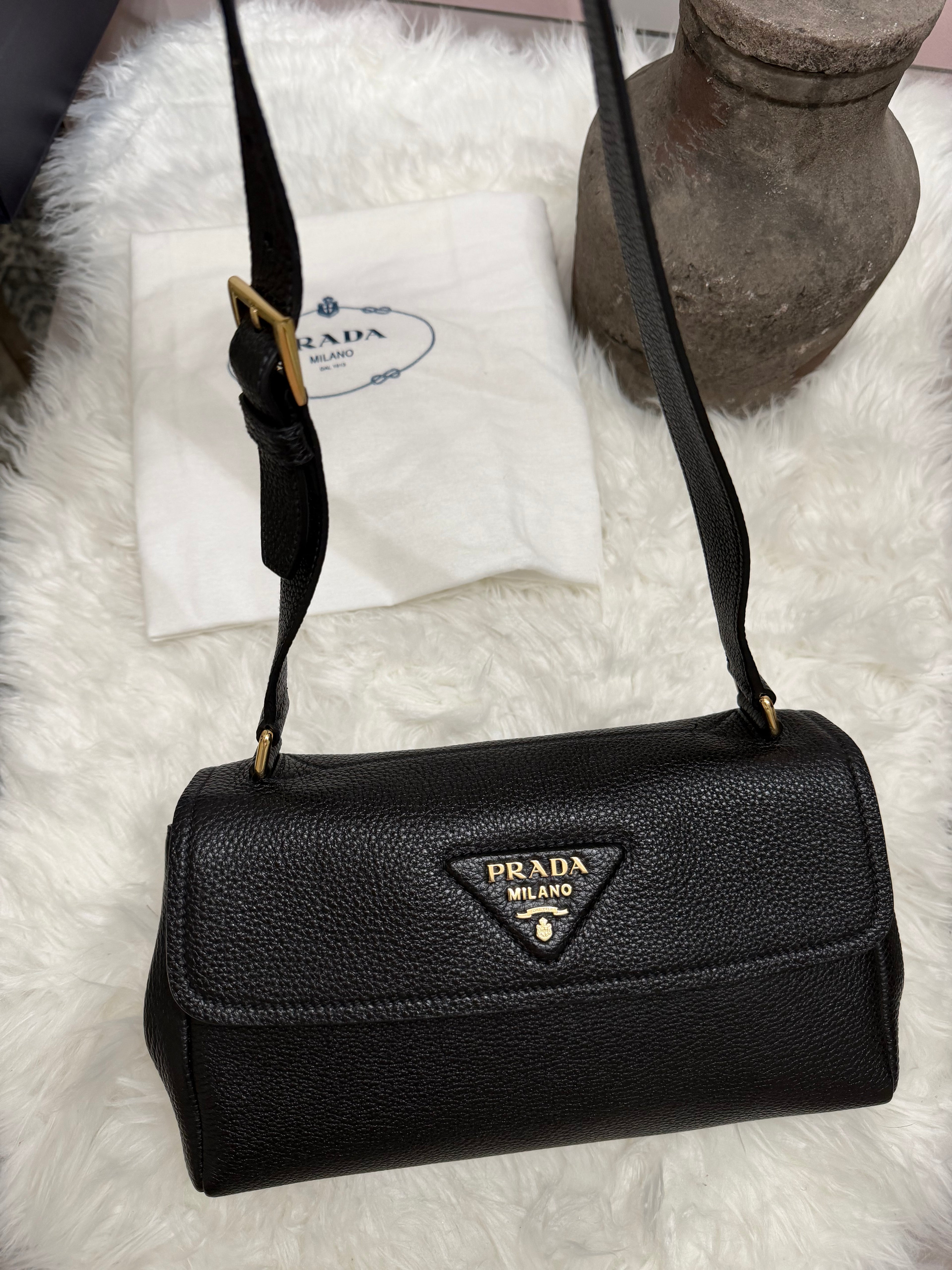 PRADA LEATHER SHOULDER BAG