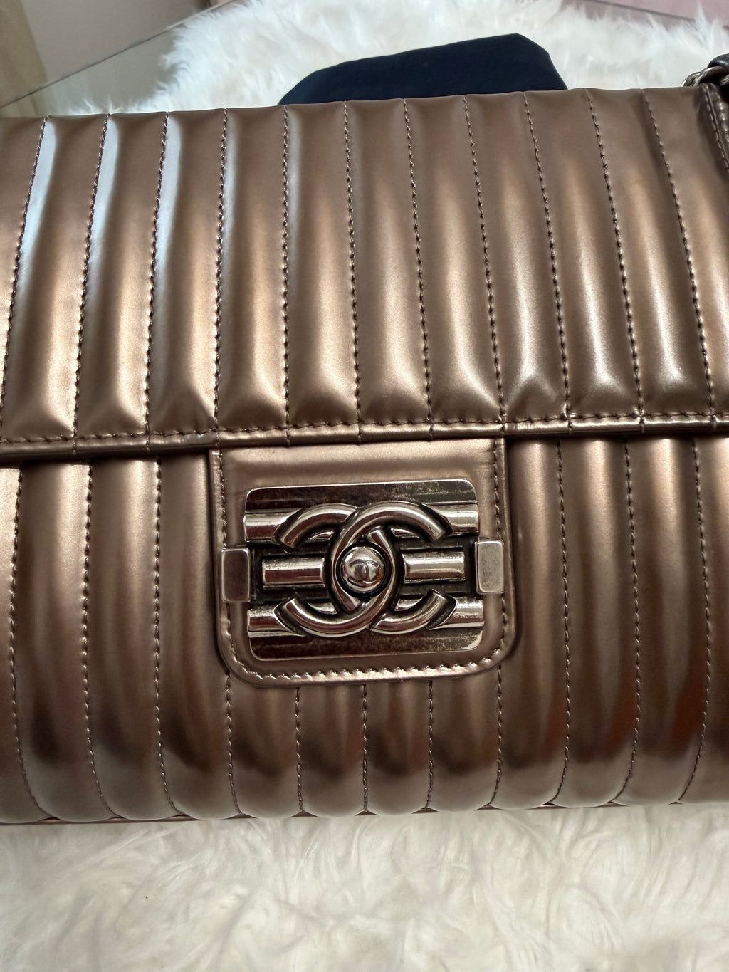 CHANEL MAHARAJA EXPRESS METALLIC PATENT FLAP WITH RHW