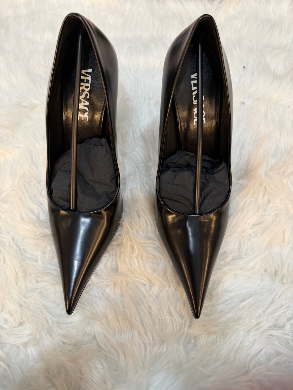 VERSACE PINPOINT LEATHER PUMP