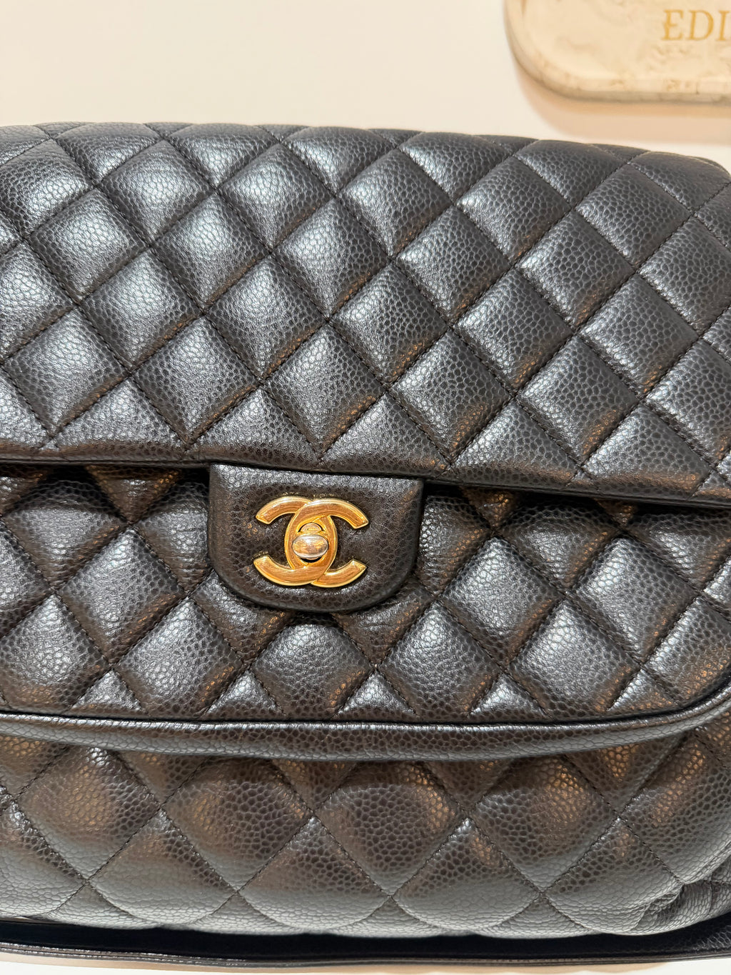 CHANEL QUILTED CAVIAR LEATHER FLAP TOTE BAG