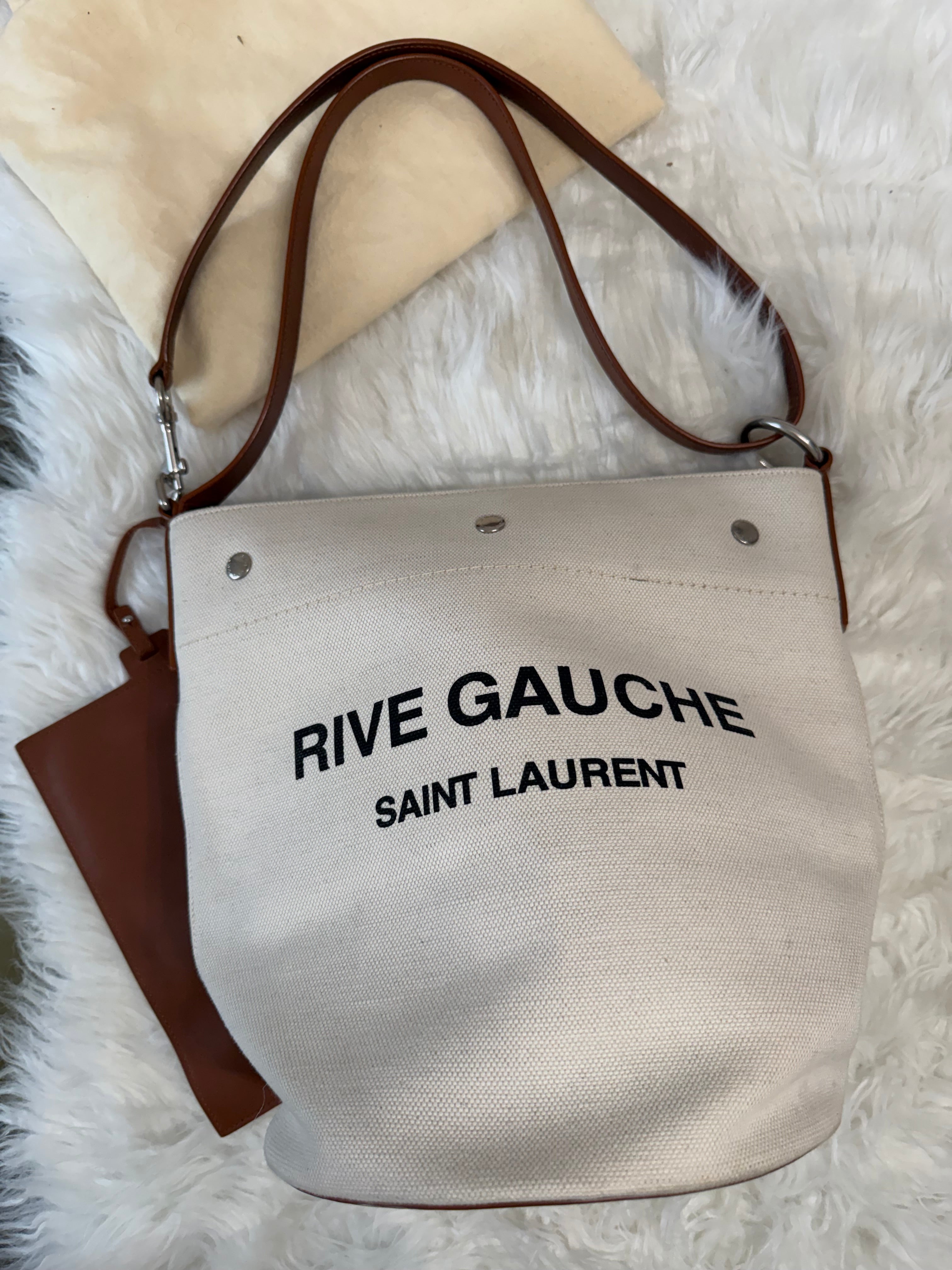 SAINT LAURENT RIVE GAUCHE LINEN BUCKET BAG
