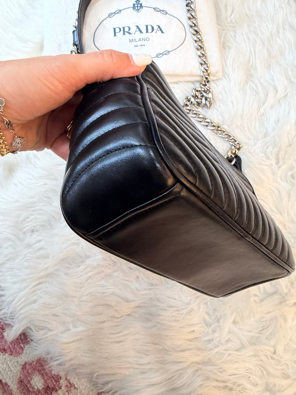 PRADA CALFSKIN DIAGRAMME CAMERA BAG