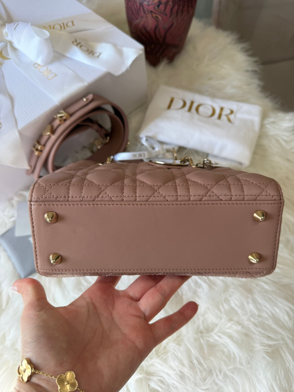 CHRISTIAN DIOR MY LADY D LAMBSKIN CANNAGE WITH LUCKY BADGES