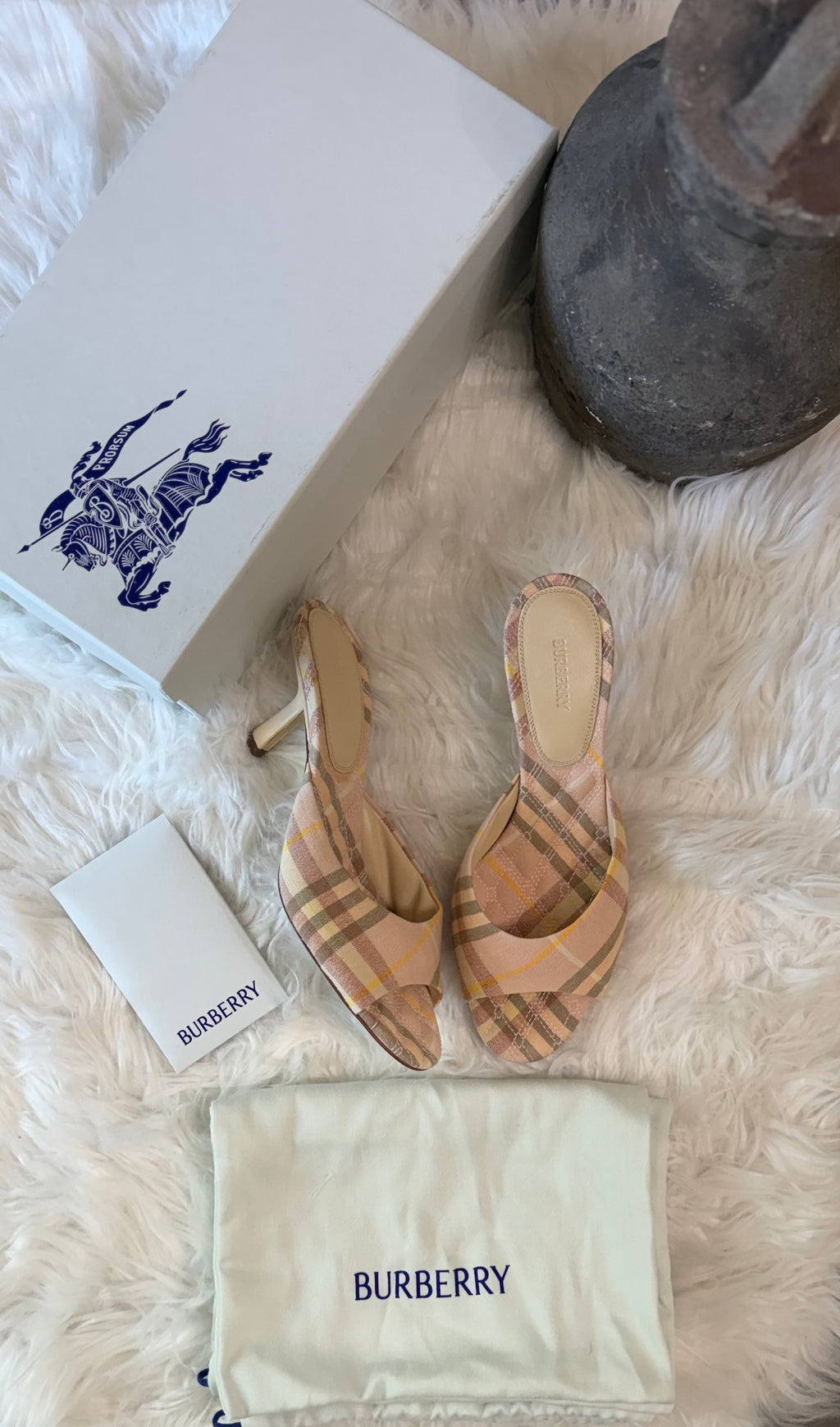 BURBERRY MEWS CHECKED SLIP ON MULES
