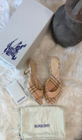 BURBERRY MEWS CHECKED SLIP ON MULES