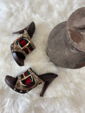 Gucci GG canvas Web Horsebit wooden clogs sandals