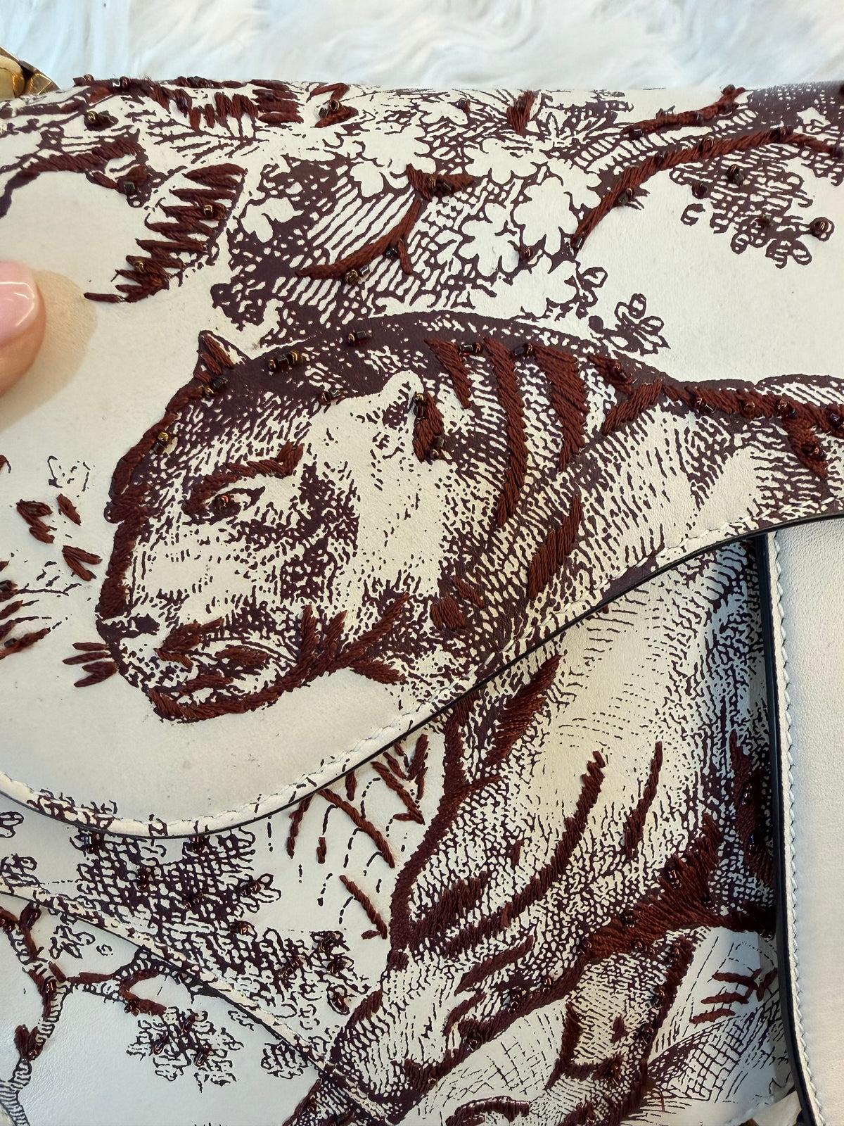 DIOR MEDIUM SADDLE TOILE DE JOUR TIGER EMBROIDERED CALFSKIN