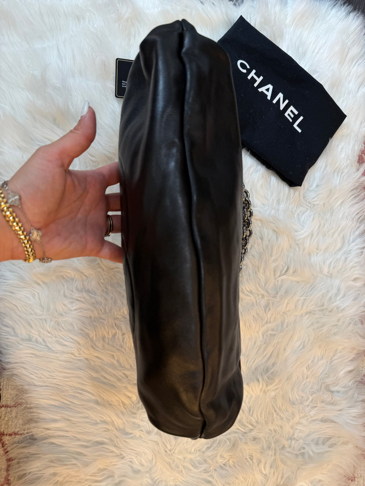 CHANEL LAMBSKIN CHAIN HOBO BAG