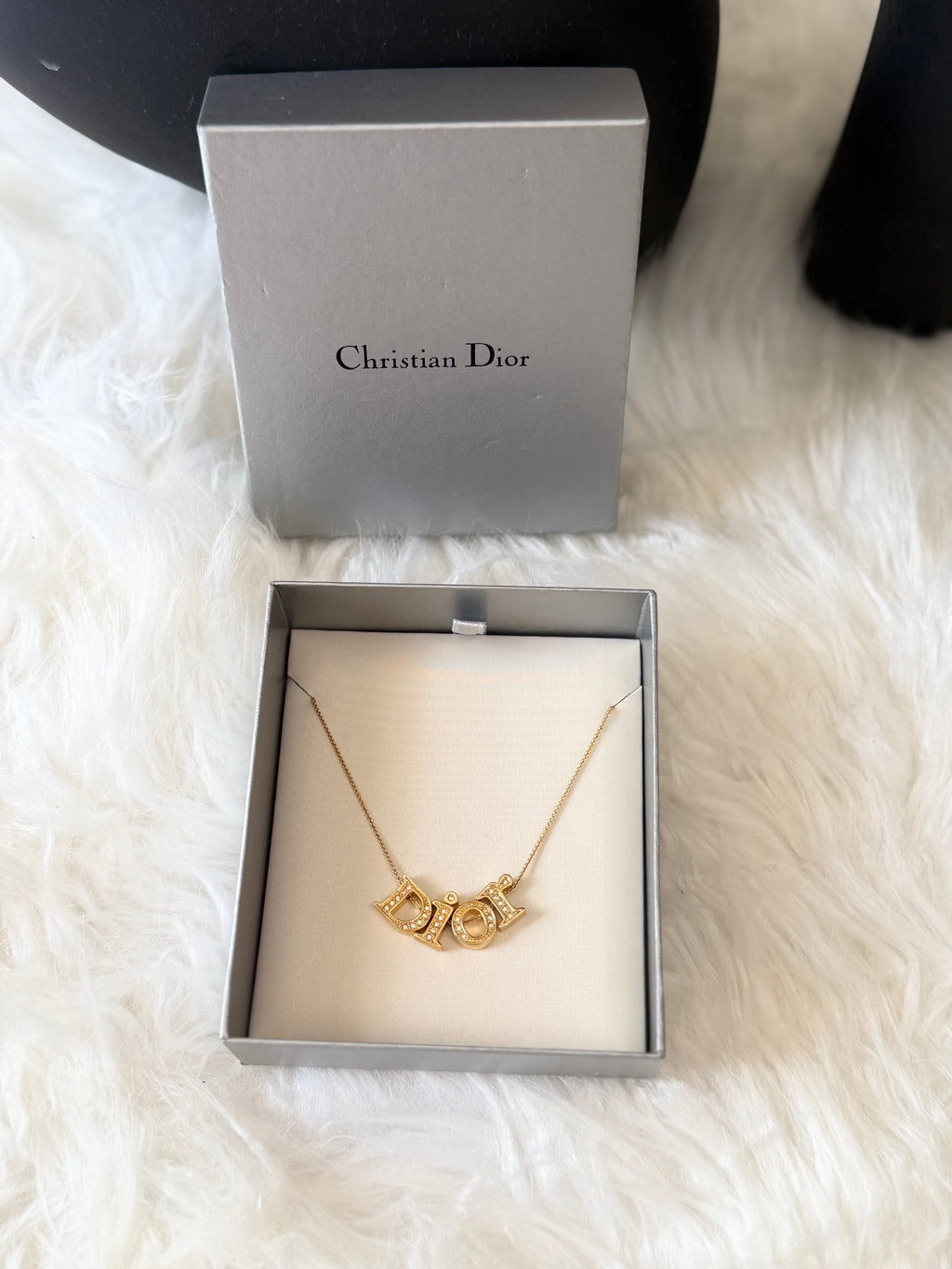Christian Dior GOLD TONE NECKLACE WITH CRYSTALS