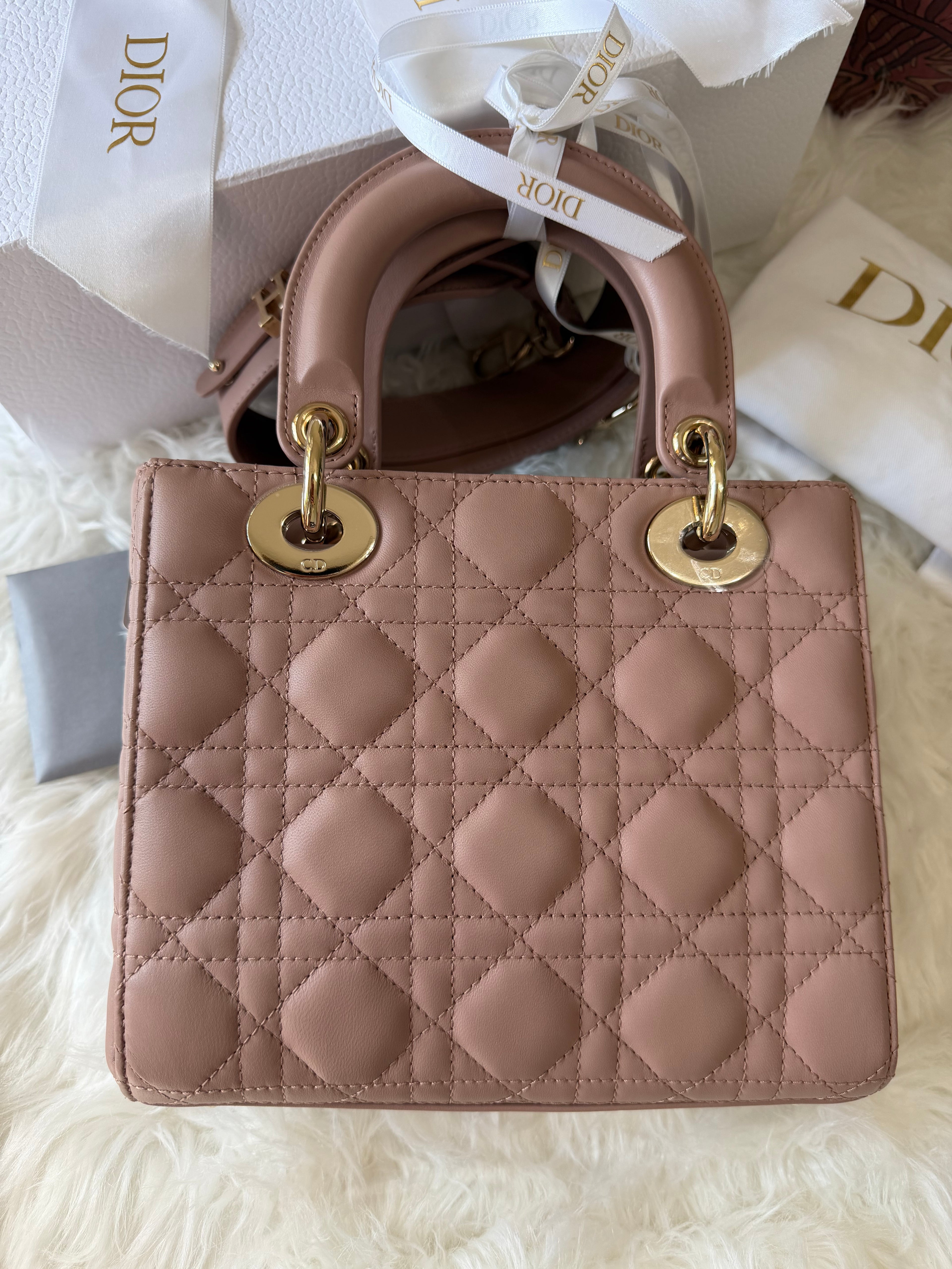 CHRISTIAN DIOR MY LADY D LAMBSKIN CANNAGE WITH LUCKY BADGES