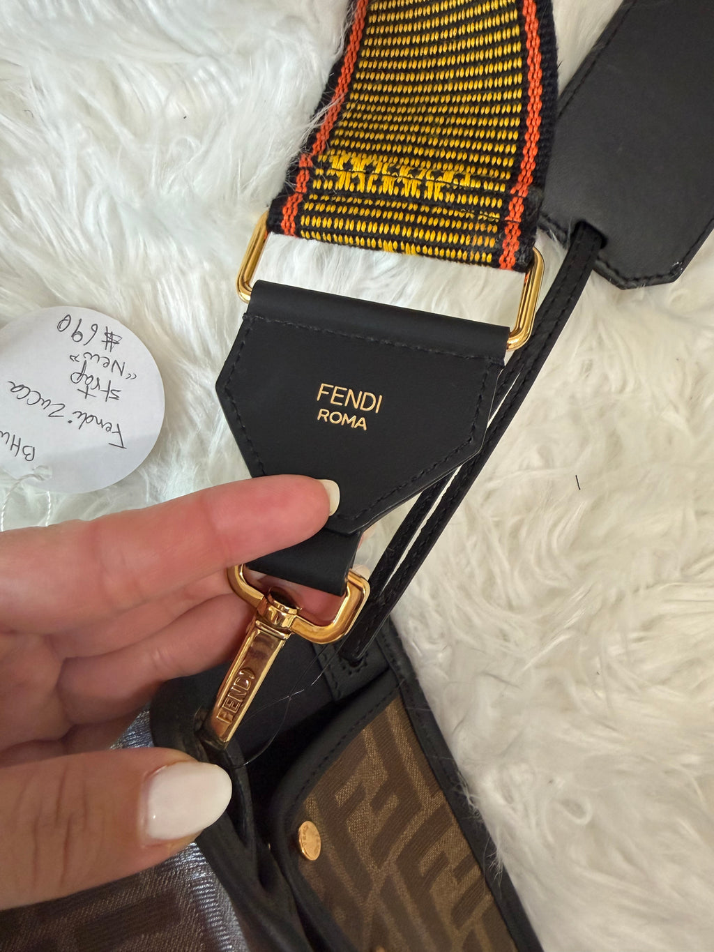 FENDI ZUCCA PRINT DEFENDER CANVAS WITH GUITAR STRAP