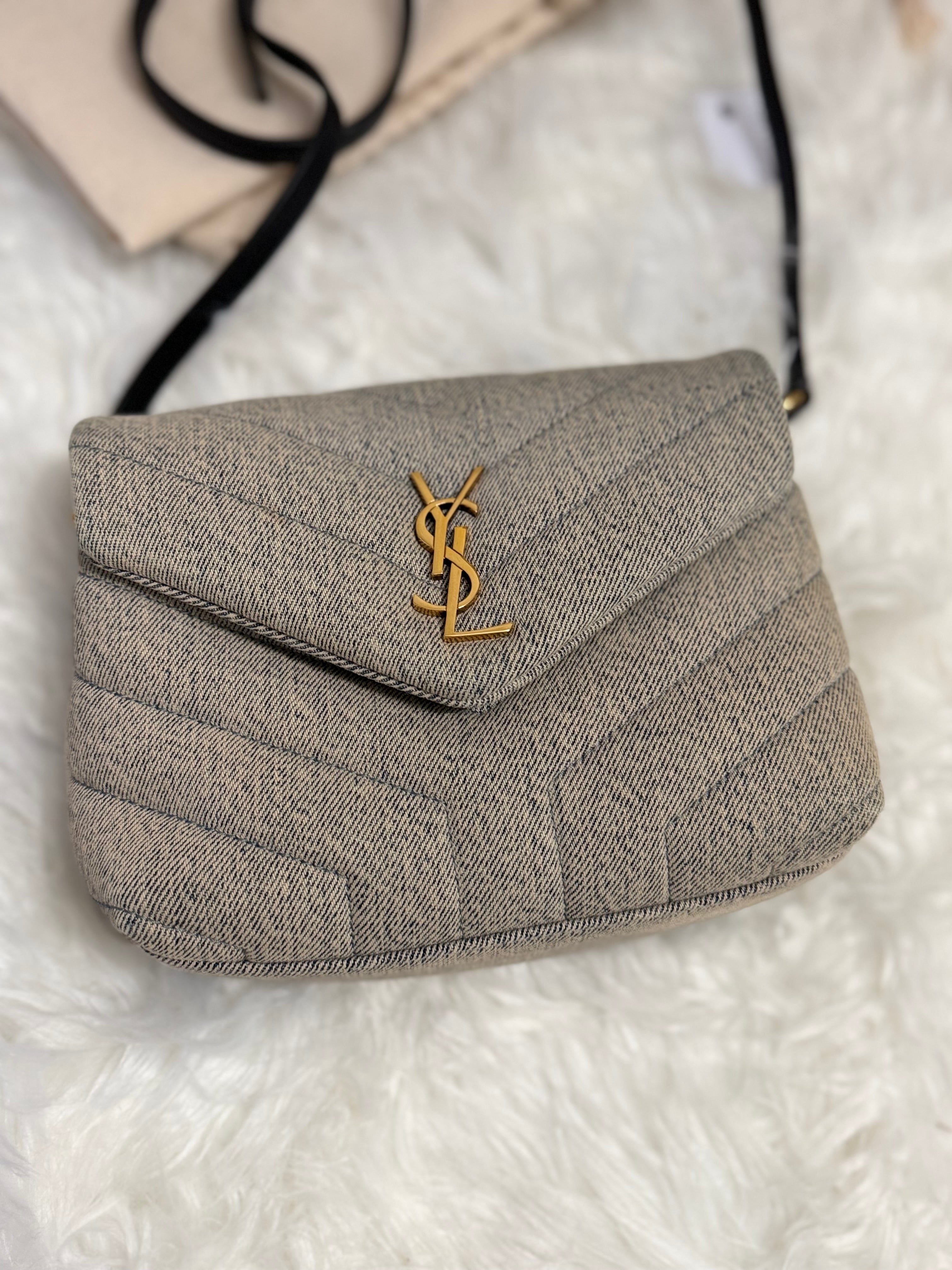 SAINT LAURENT DENIM Y Quilted Monogram Toy Loulou Crossbody Bag