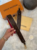LOUIS VUITTON MONOGRAM SHOULDER STRAP WITH DISTINCTIVE HOT PINK LEATHER LINING