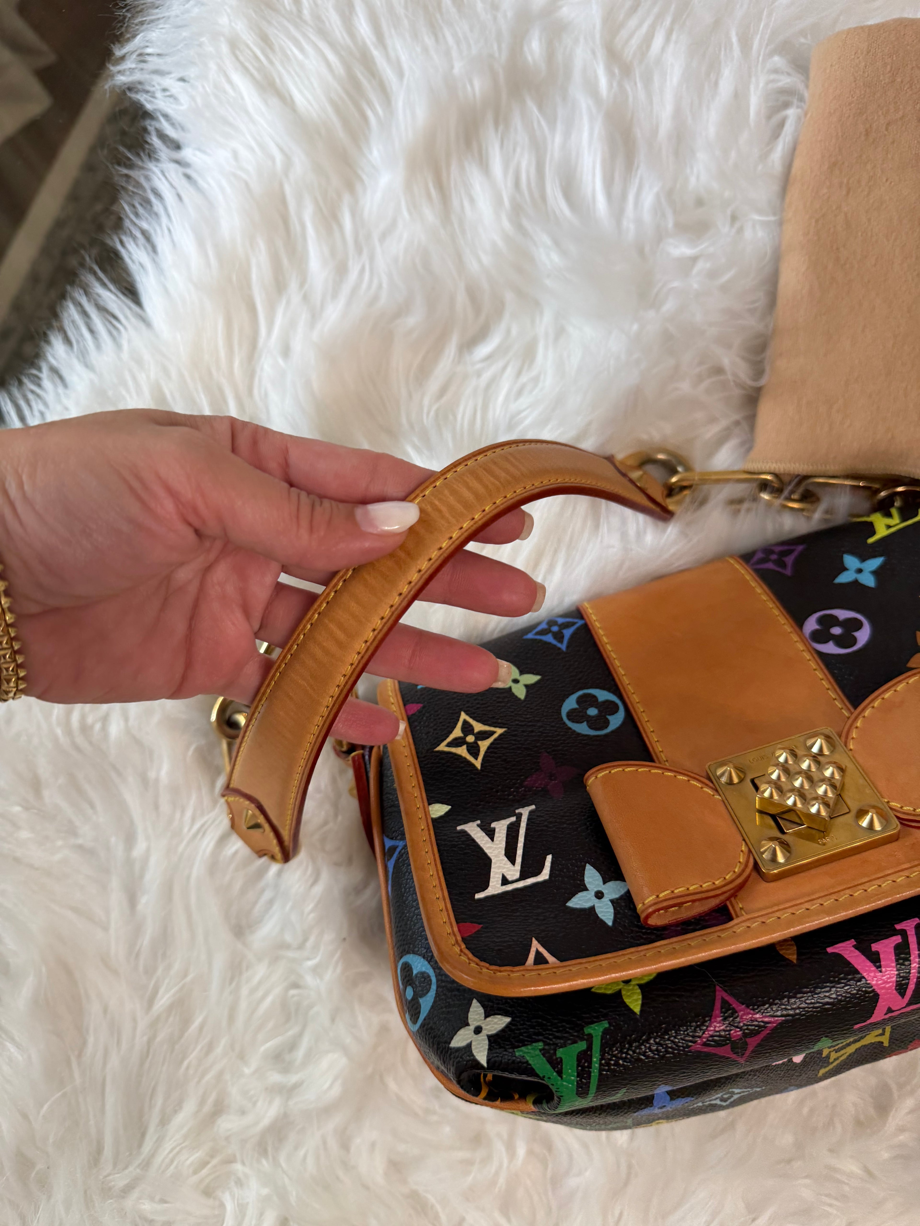 LOUIS VUITTON BLACK MONOGRAM MULTICOLOR PATTI BAG