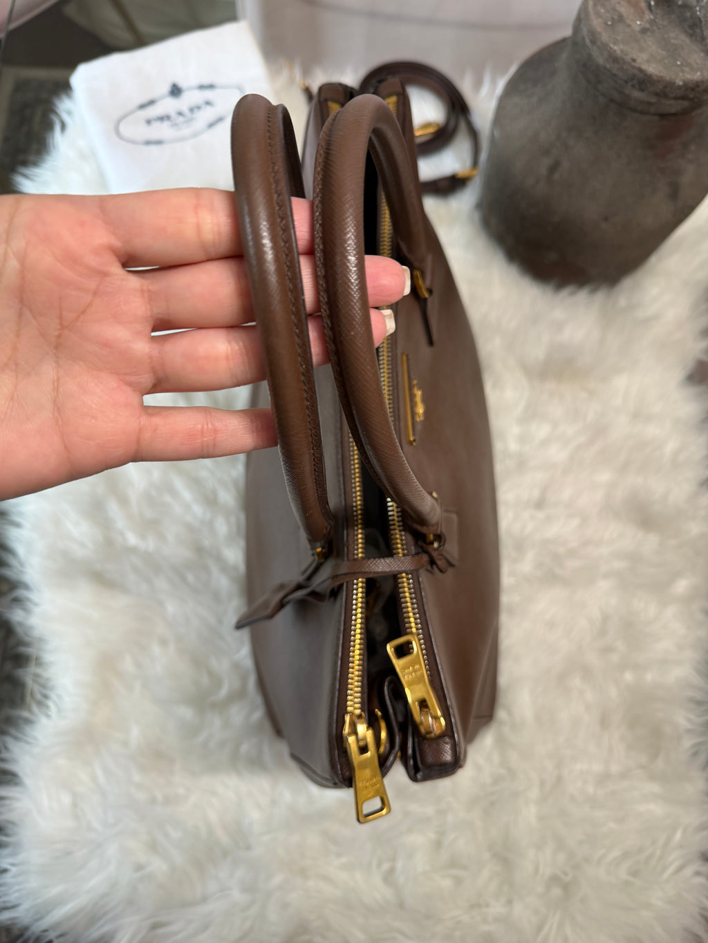 PRADA LARGE DOUBLE ZIP TOTE SAFFIANO BAG