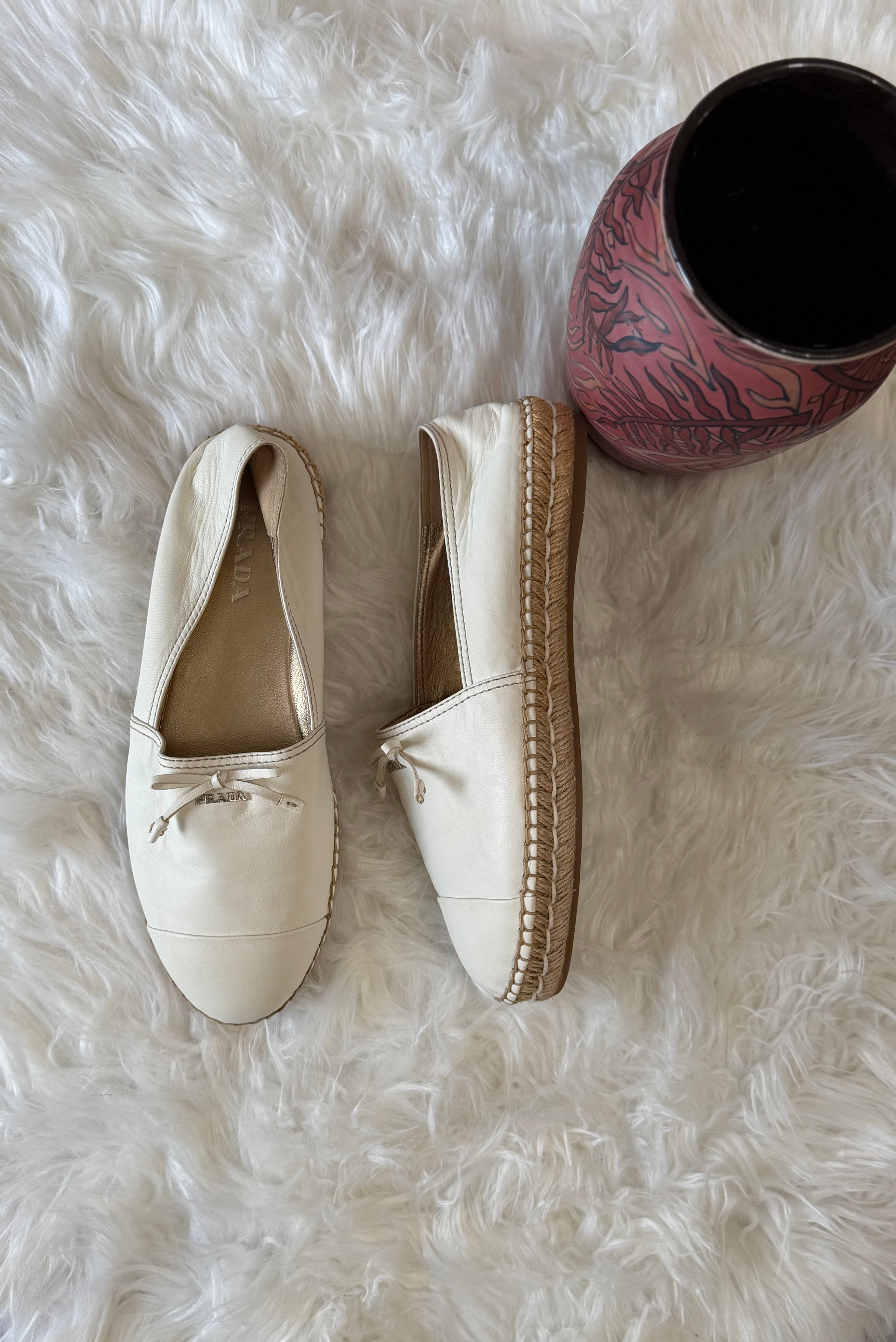Prada Leather Espadrille Flats