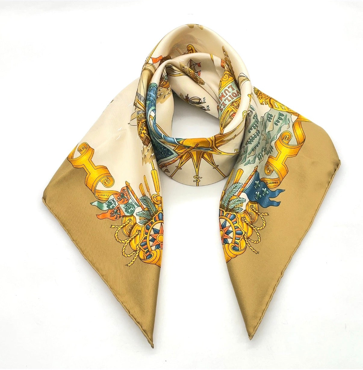 HERMES SAILBOAT OF LIGHT SILK SCARF