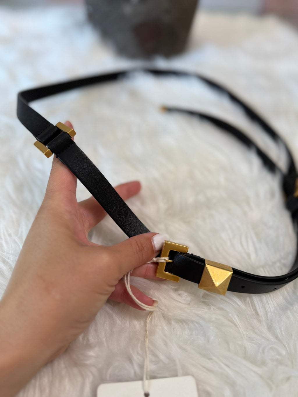 VALENTINO GARAVANI LEATHER BELT WITH ROCKSTUD