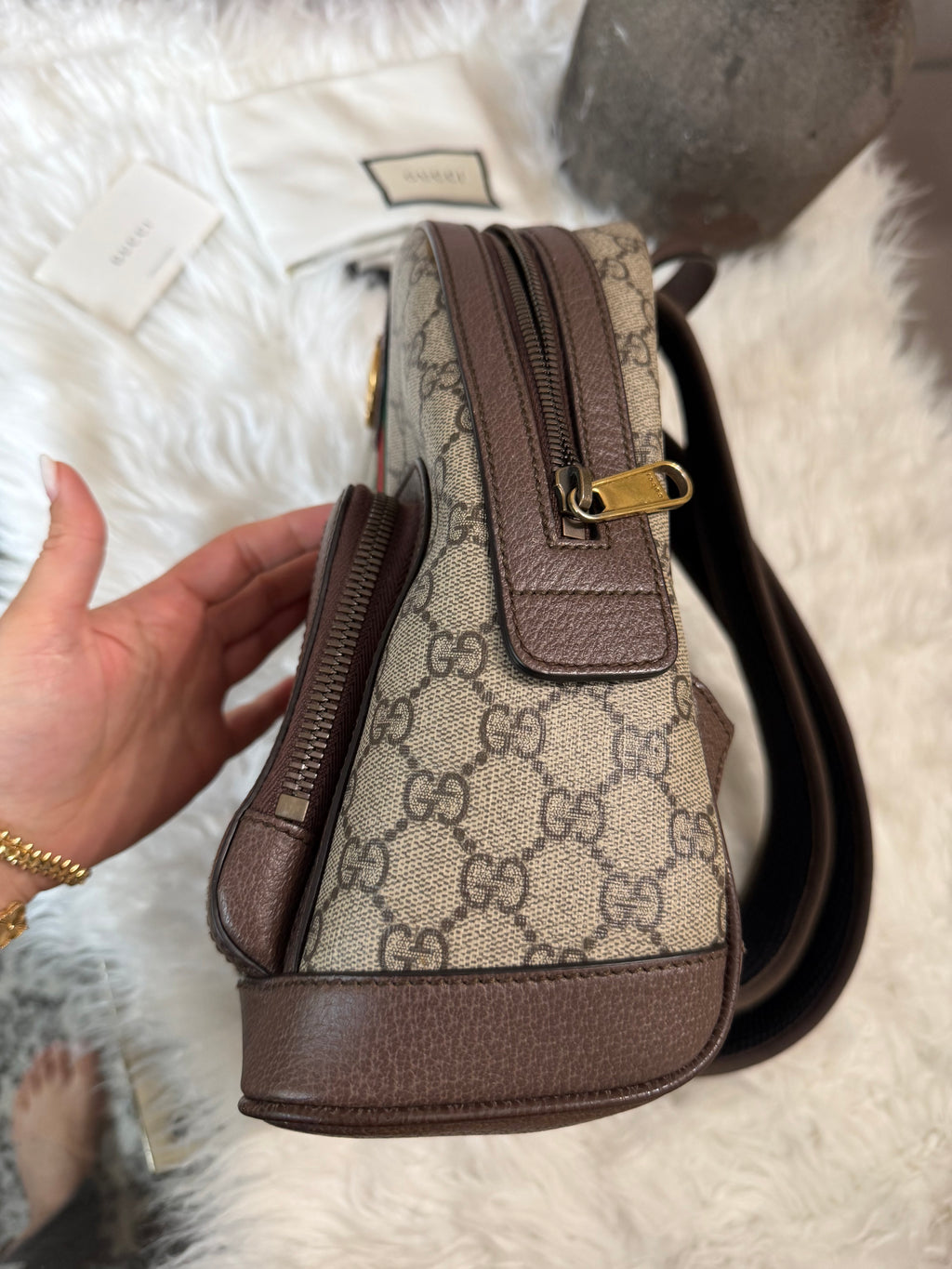 GUCCI OPHIDIA BACKPACK GG COATED CANVAS