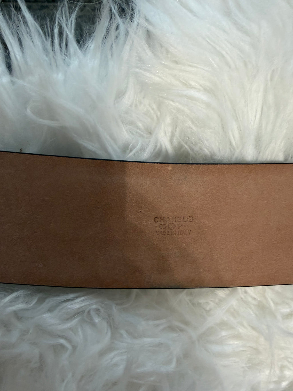 VINTAGE CHANEL LARGE CC LOGO LEATHER BELT