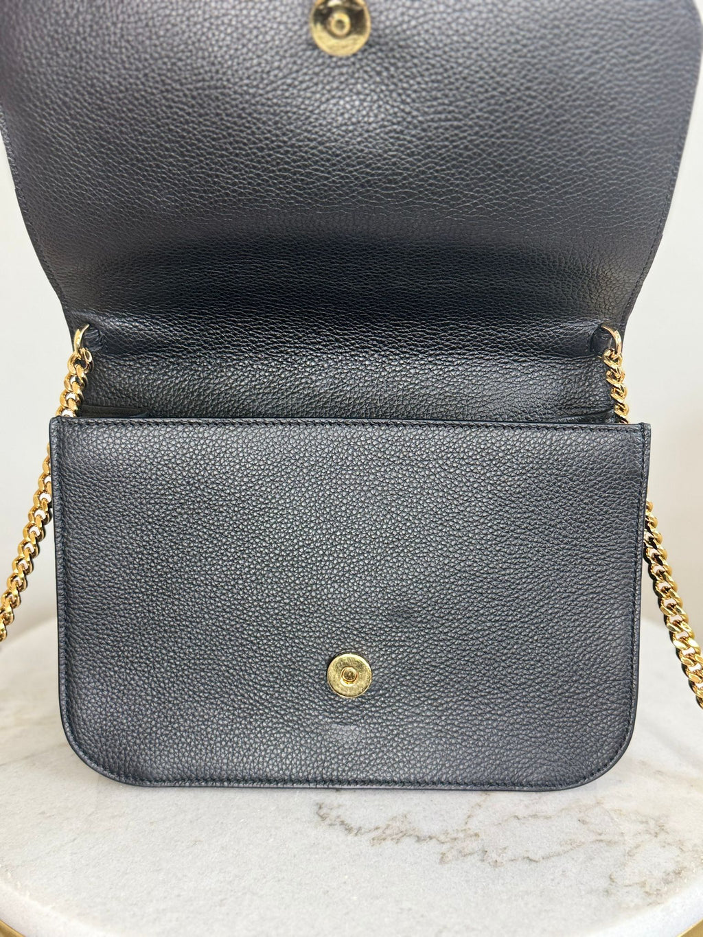 Versace Chain Virtus Leather Logo Crossbody