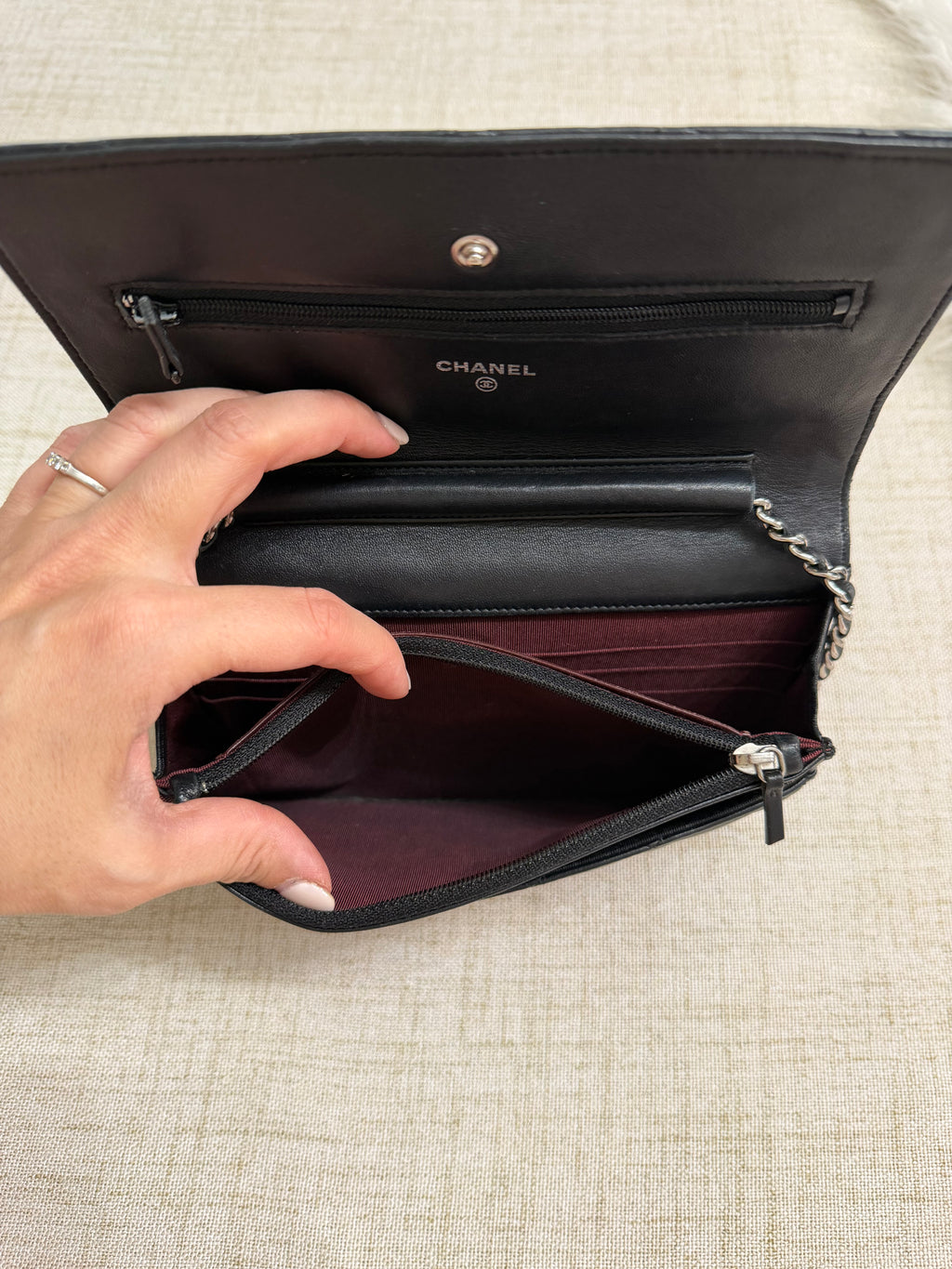 CHANEL LAMBSKIN WALLET ON CHAIN