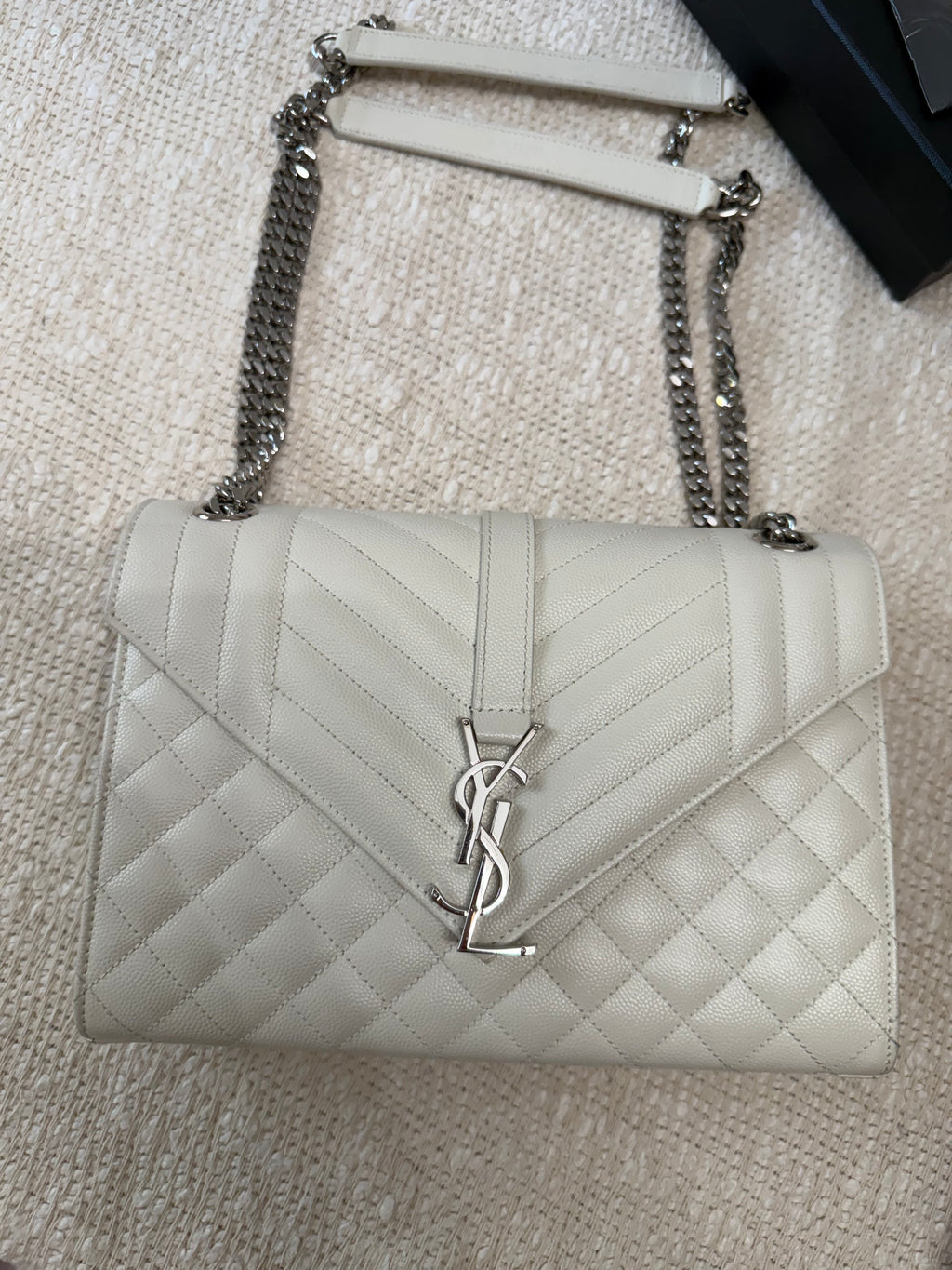 SAINT LAURENT MEDIUM ENVELOPE BAG QUILTED GRAIN LEATHER