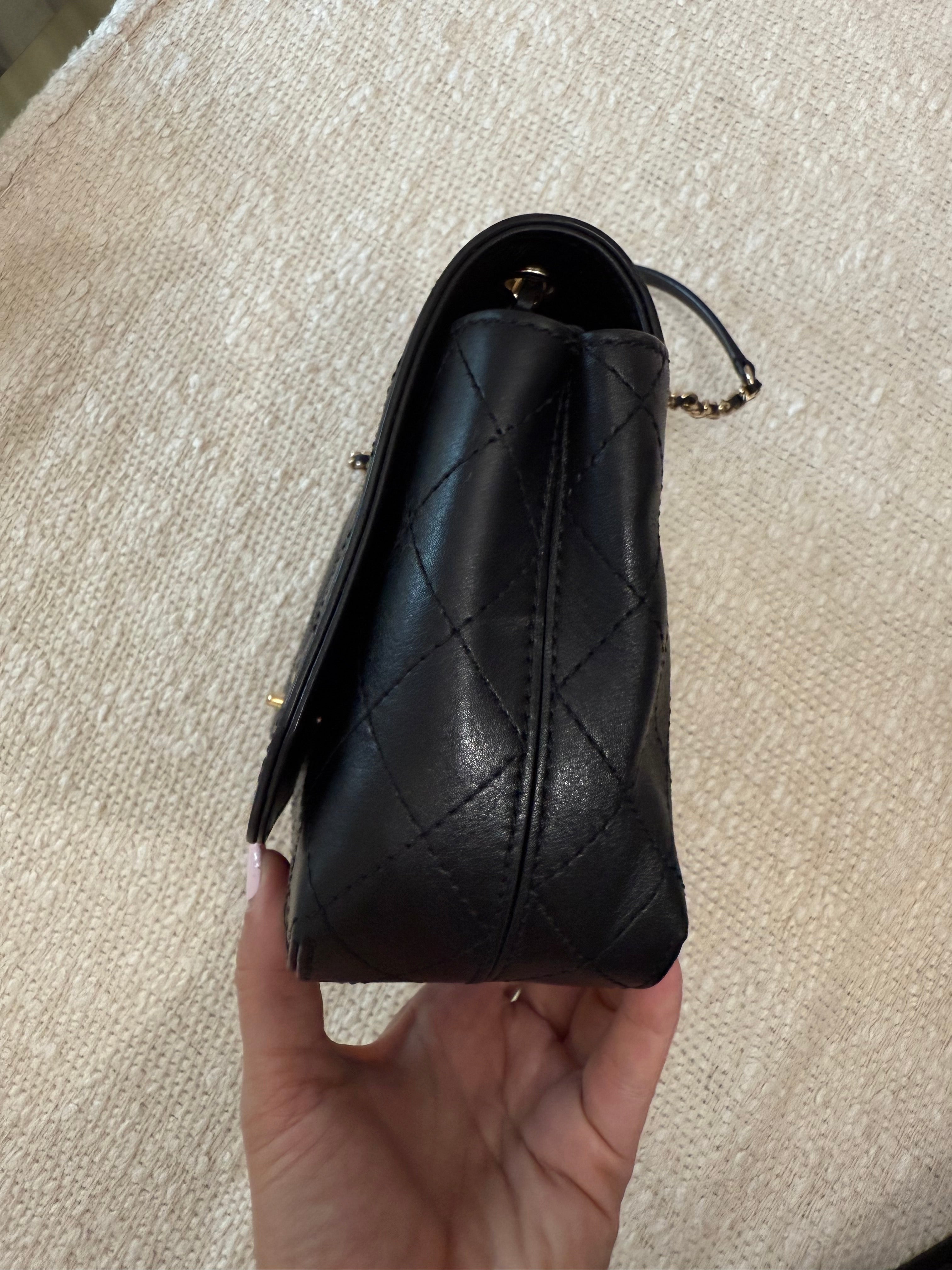 CHANEL Calfskin MEDIUM ALL STITCHED CC FLAP BAG