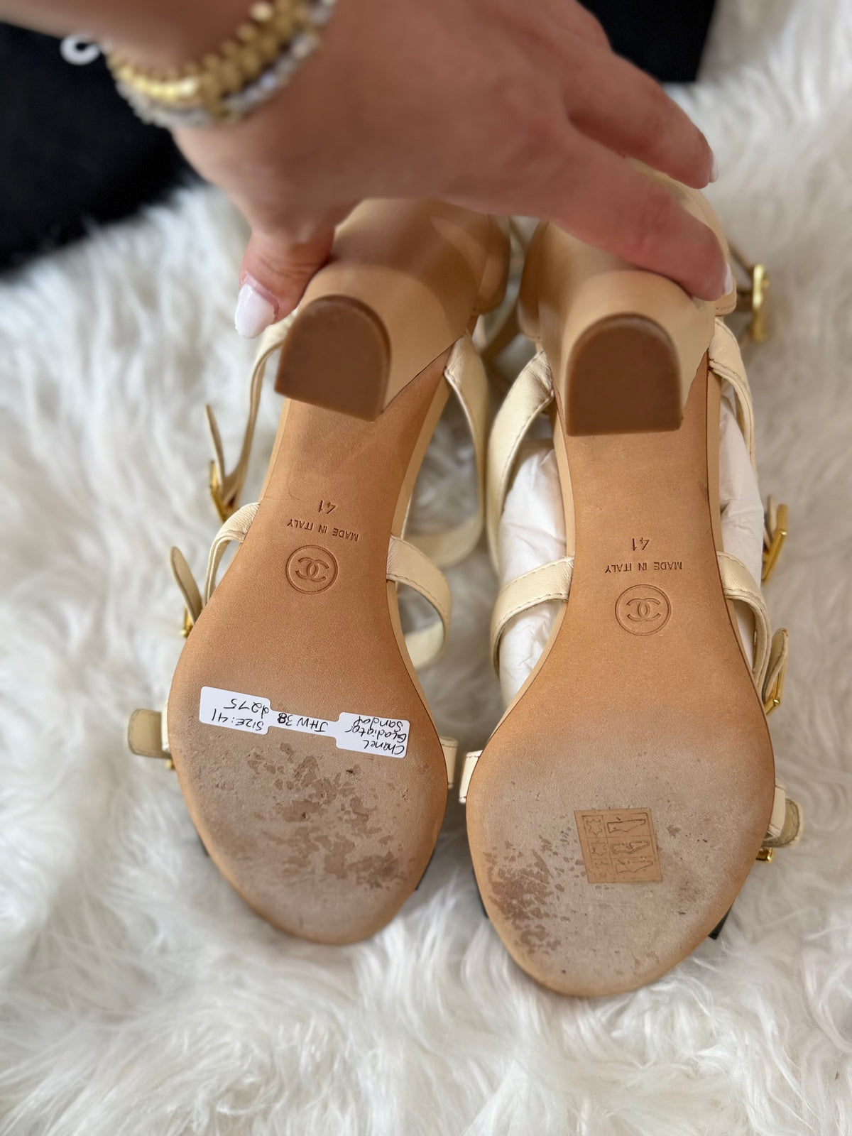 CHANEL GLADIATOR STYLE LEATHER SANDAL