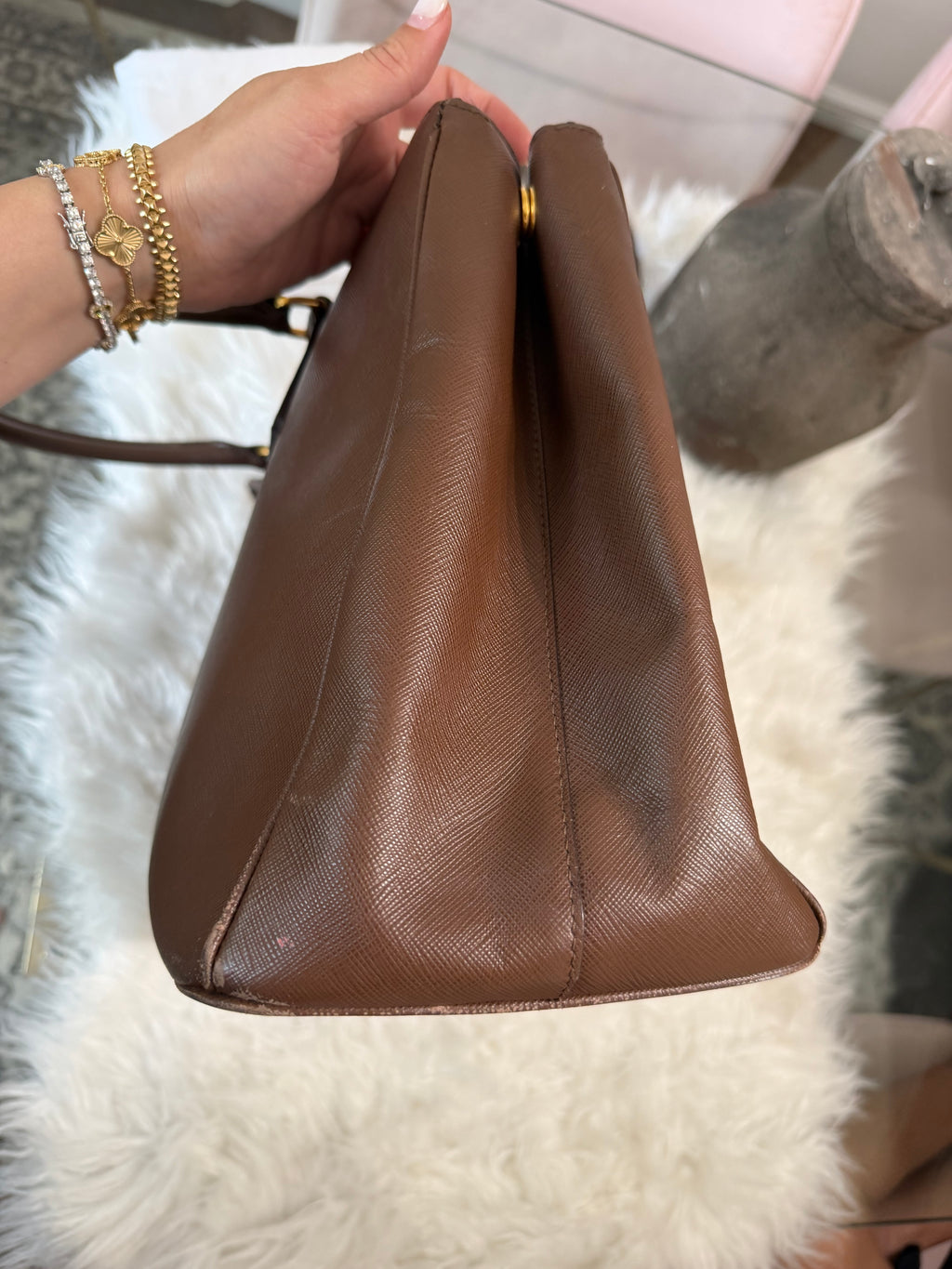 PRADA LARGE DOUBLE ZIP TOTE SAFFIANO BAG
