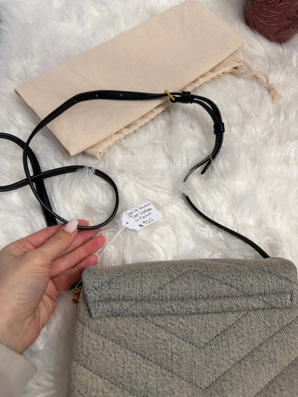 SAINT LAURENT DENIM Y Quilted Monogram Toy Loulou Crossbody Bag