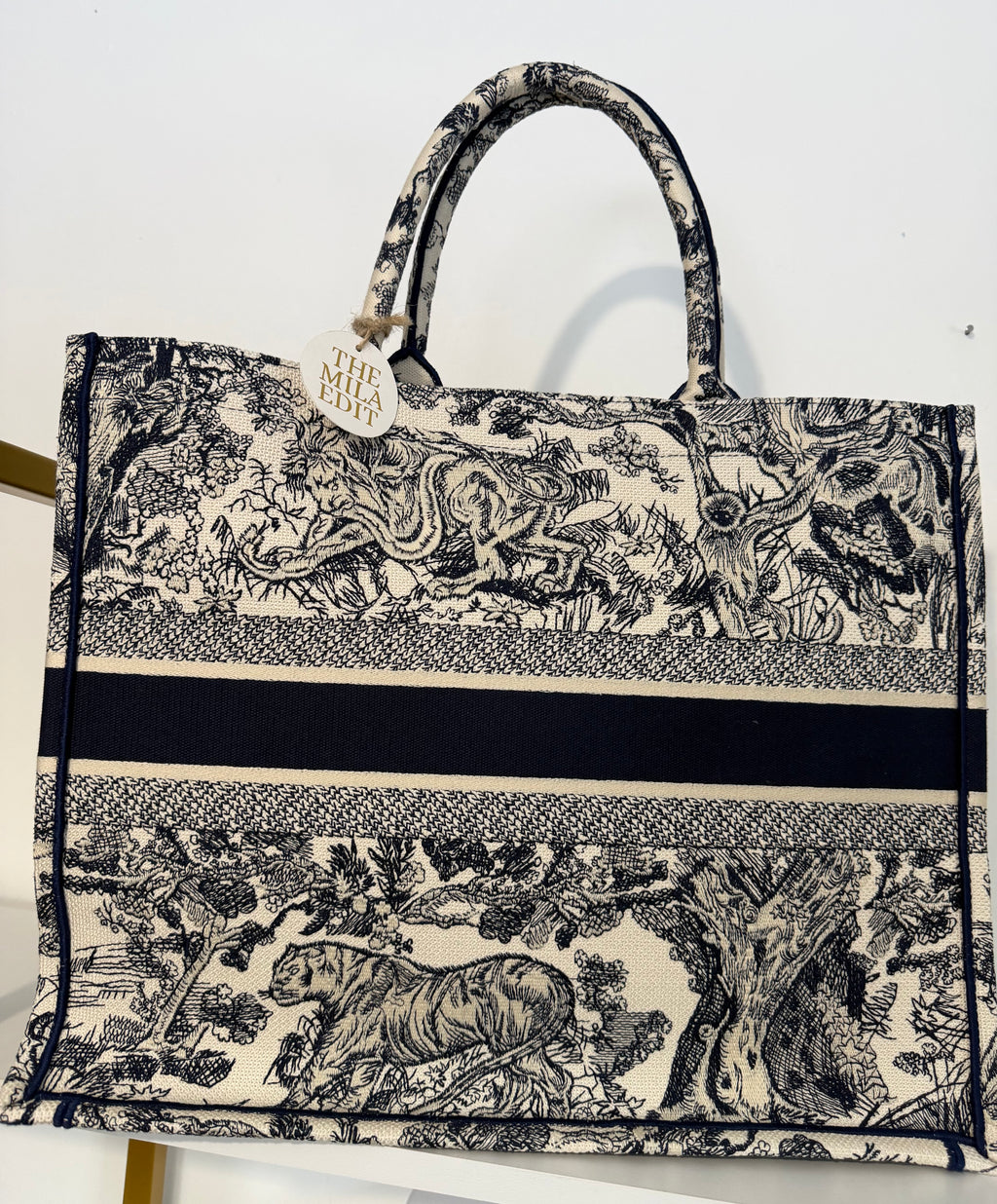 CHRISTIAN DIOR BOOK TOTE ENBROIDERED CANVAS