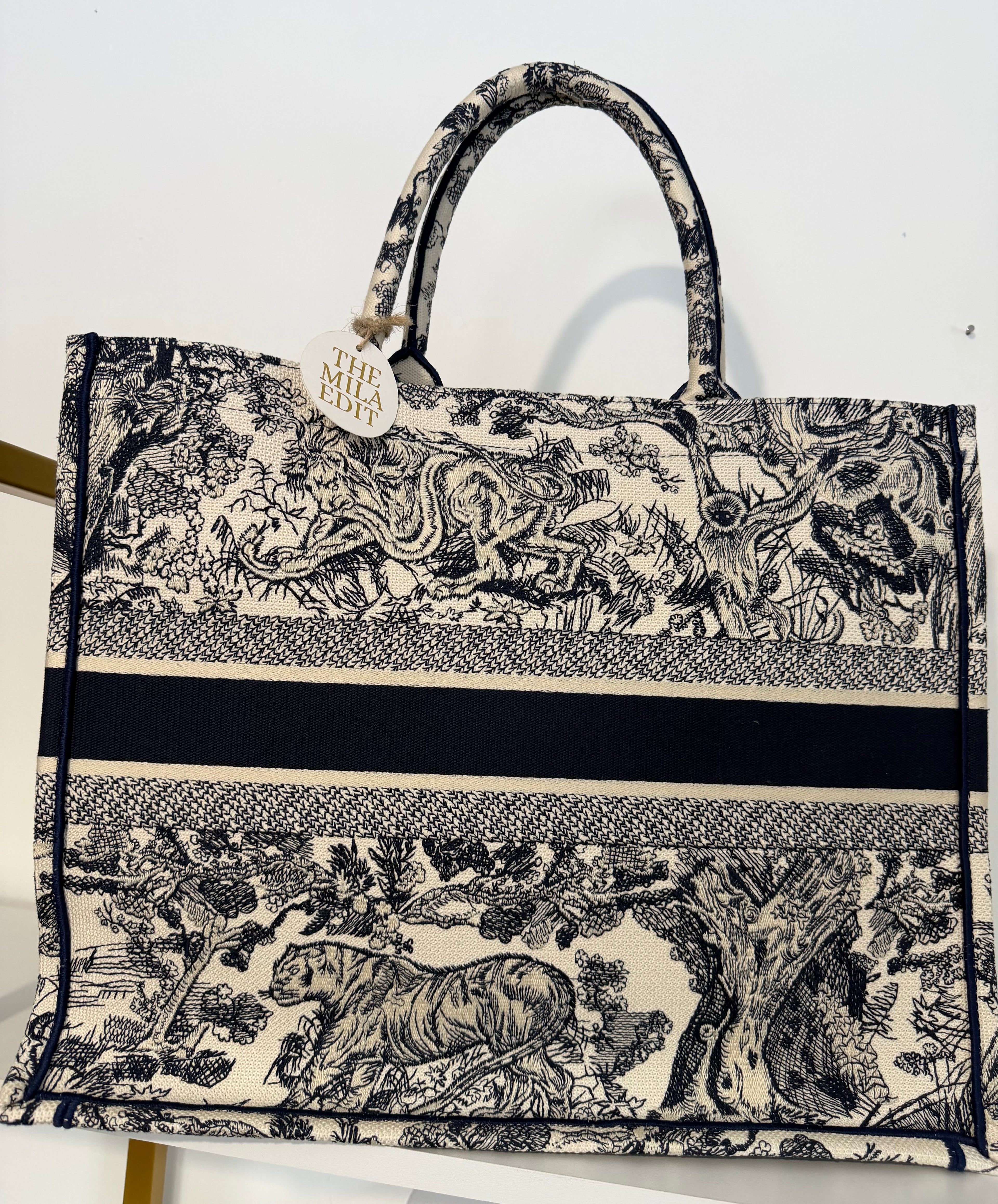 CHRISTIAN DIOR BOOK TOTE ENBROIDERED CANVAS