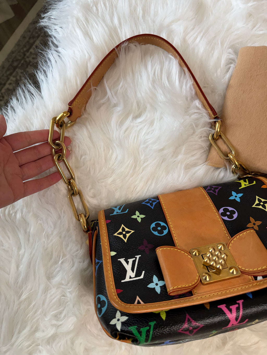 LOUIS VUITTON BLACK MONOGRAM MULTICOLOR PATTI BAG