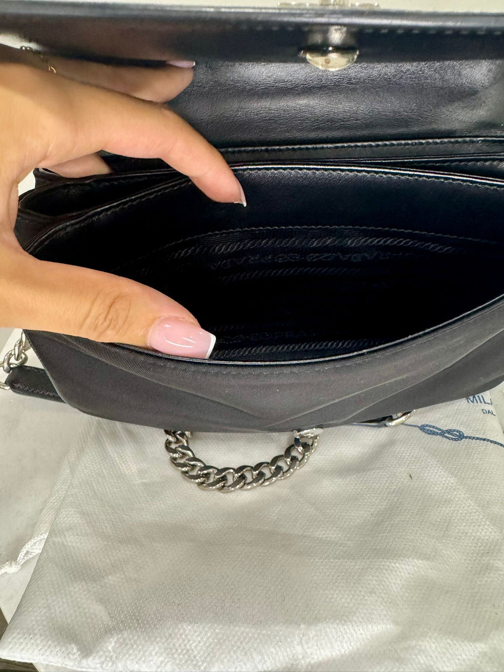 Prada Saffiano Chain Flap Crossbody