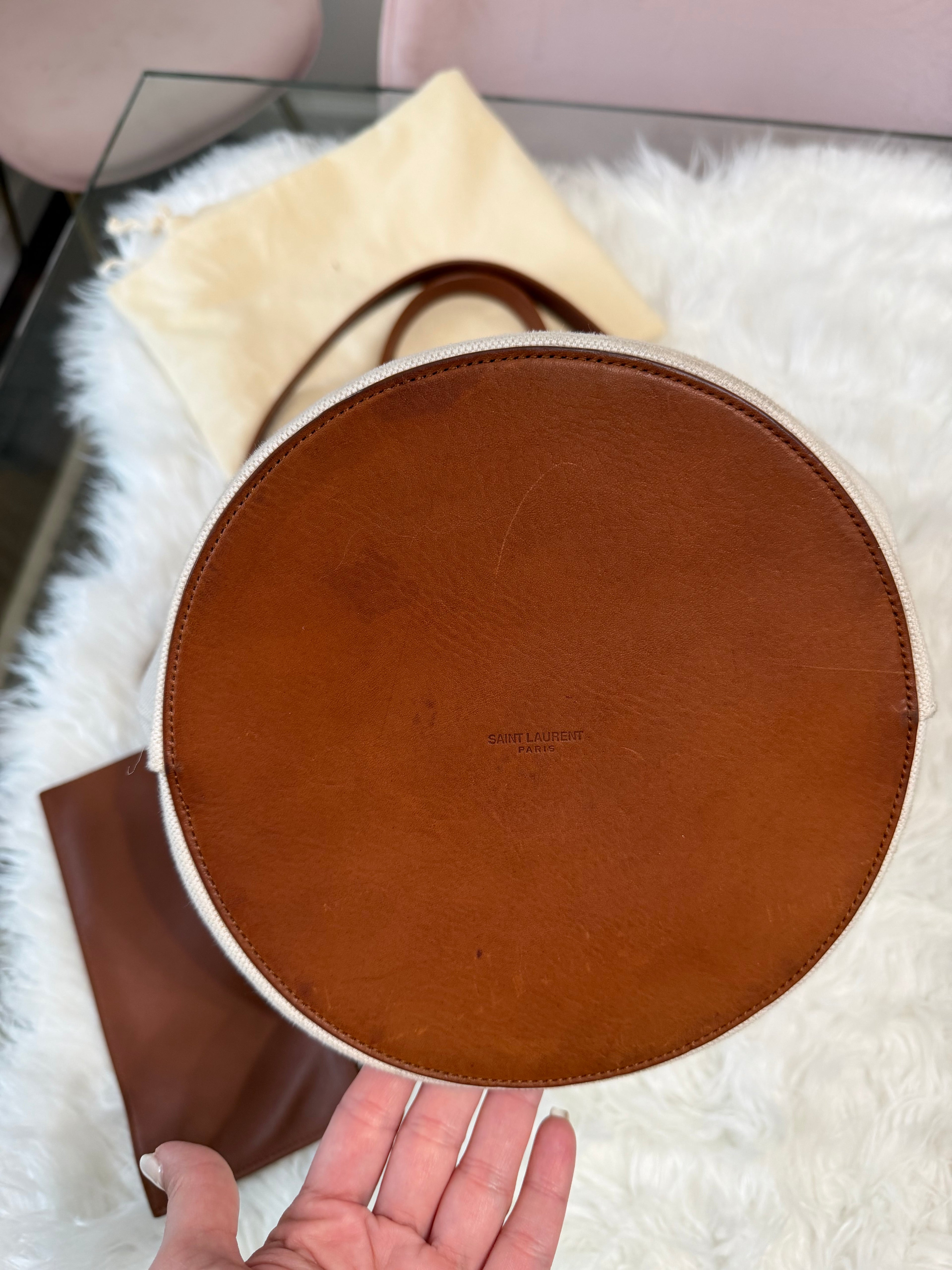 SAINT LAURENT RIVE GAUCHE LINEN BUCKET BAG