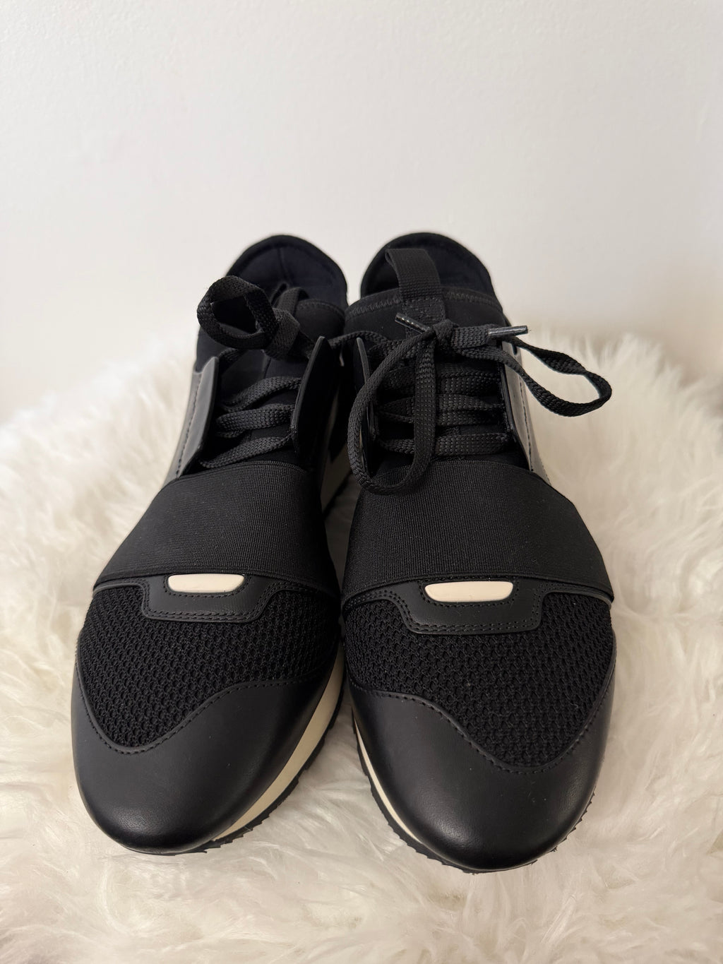 Balenciaga Race Runner mesh and leather sneakers