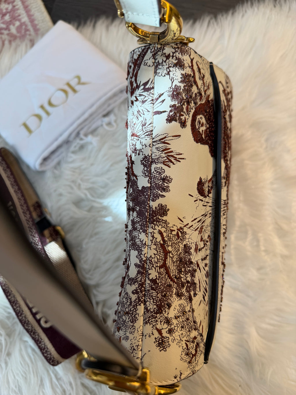 DIOR MEDIUM SADDLE TOILE DE JOUR TIGER EMBROIDERED CALFSKIN