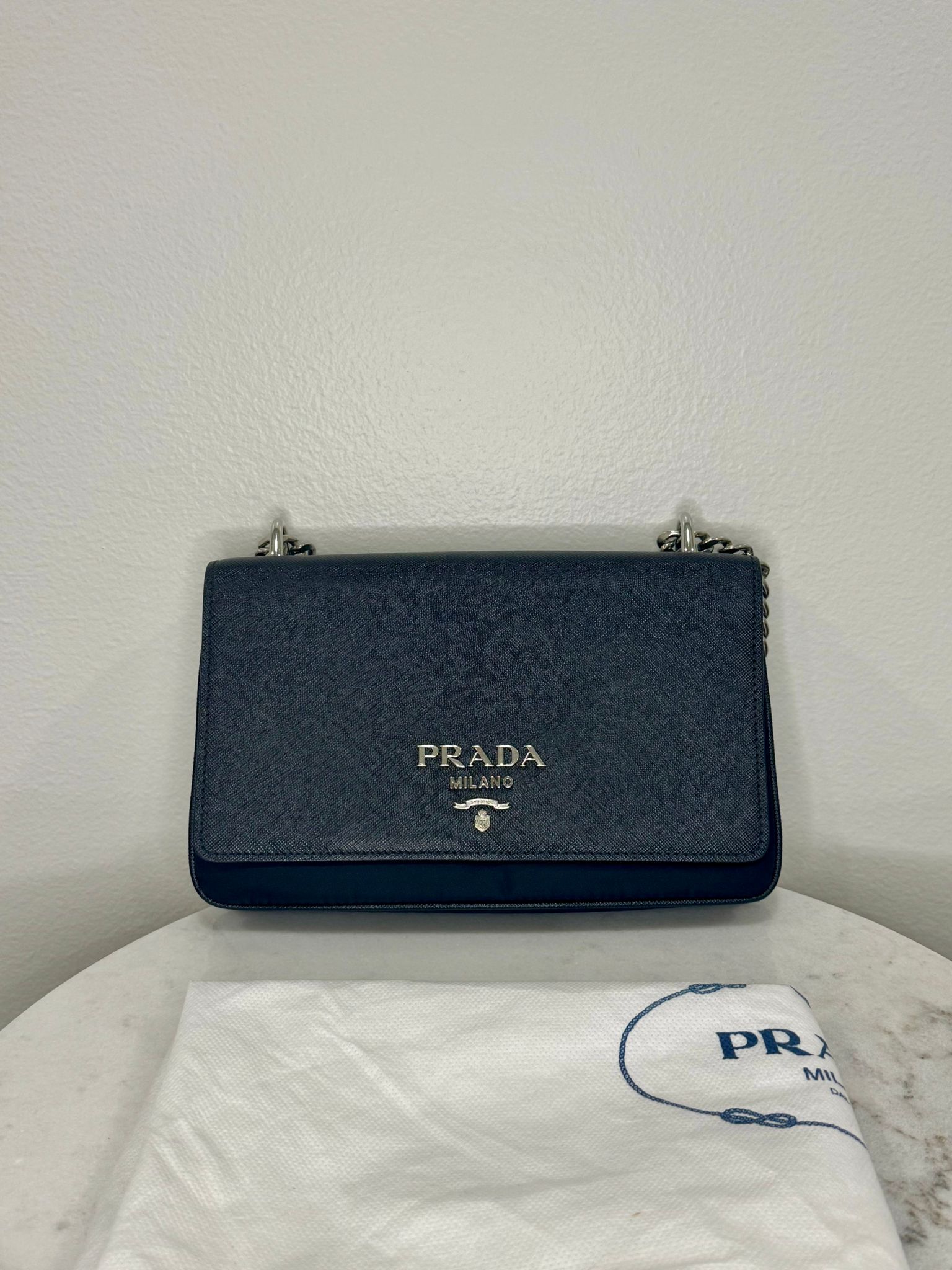Prada Saffiano Chain Flap Crossbody